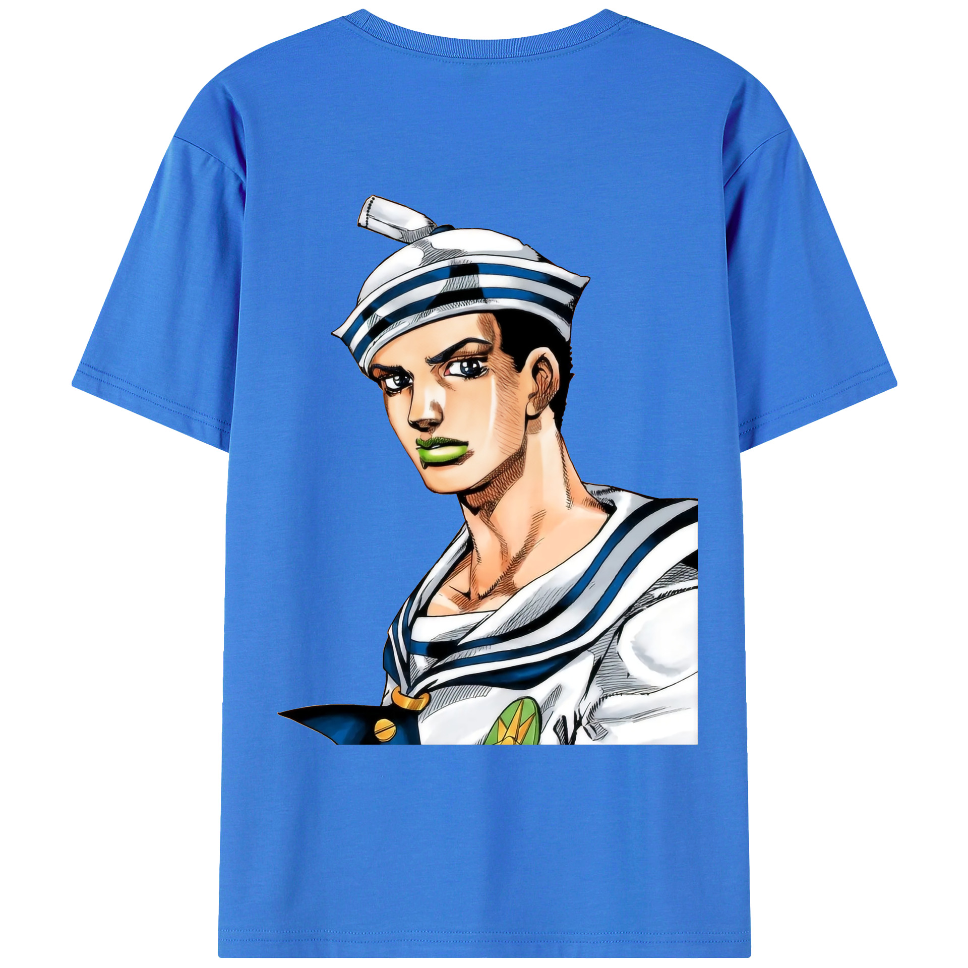 （画像用） ジョジョの奇妙な冒険 東方定助 JoJo's Bizarre Adventure Higashikata Josuke 綿100％ メンズ半袖Tシャツ（バックプリント） 通気性