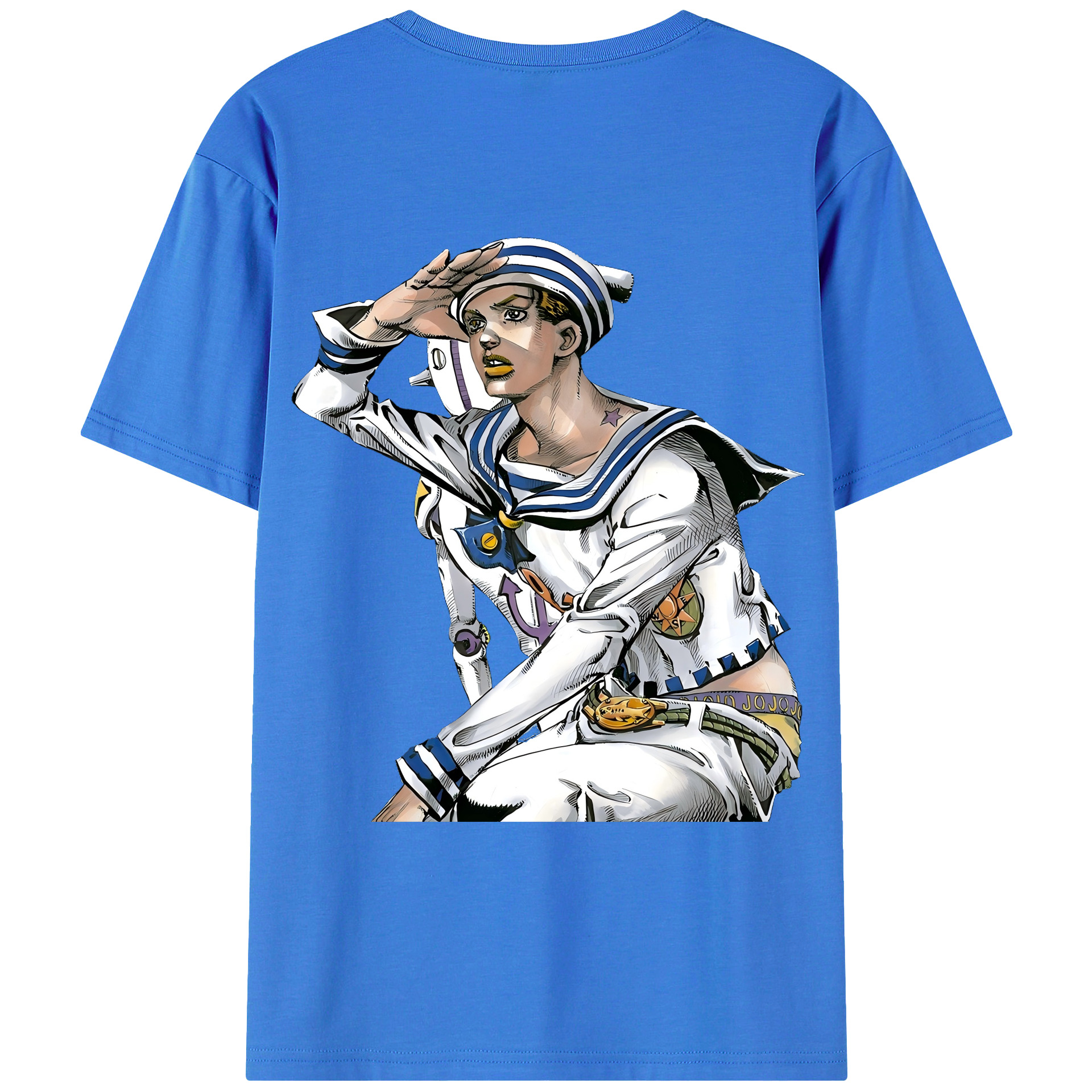 （画像用） ジョジョの奇妙な冒険 東方定助 JoJo's Bizarre Adventure Higashikata Josuke 綿100％ メンズ半袖Tシャツ（バックプリント） 通気性