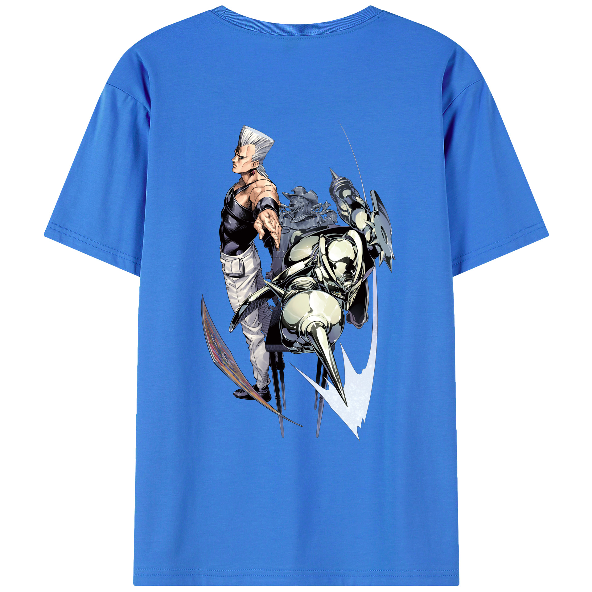 （画像用） ジョジョの奇妙な冒険 ジャン＝ピエール?ポルナレフ JoJo's Bizarre Adventure Jan Pierre Polnareff 綿100％ メンズ半袖Tシャツ（バックプリント） 通気性
