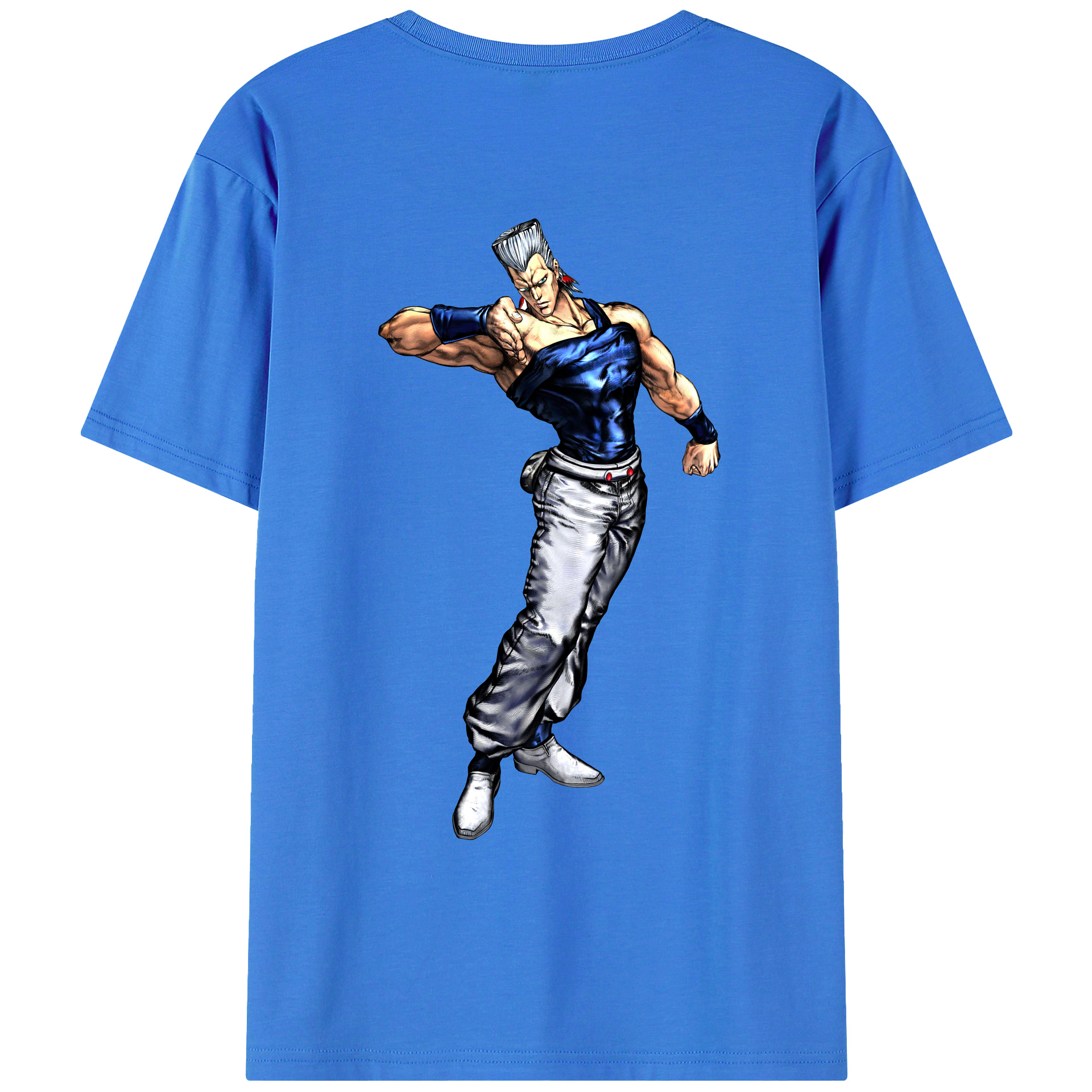 （画像用） ジョジョの奇妙な冒険 ジャン＝ピエール?ポルナレフ JoJo's Bizarre Adventure Jan Pierre Polnareff 綿100％ メンズ半袖Tシャツ（バックプリント） 通気性