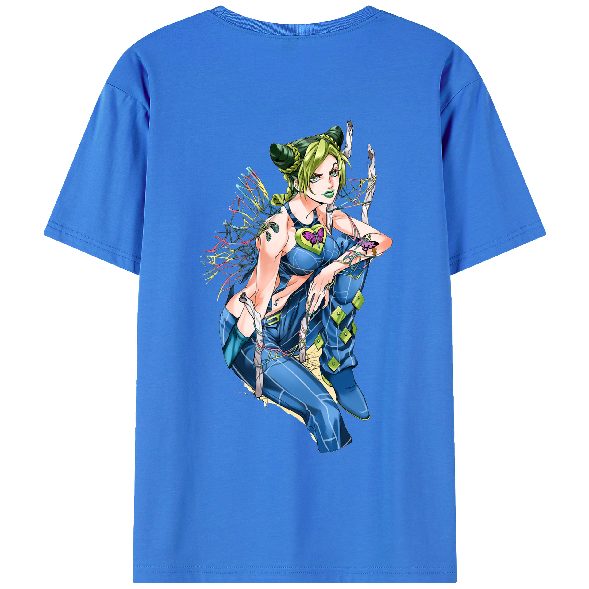 （画像用） "ジョジョの奇妙な冒険 くうじょう ジョリーン JoJo's Bizarre Adventure Jolyne Cujoh " 綿100％ メンズ半袖Tシャツ（バックプリント） 通気性