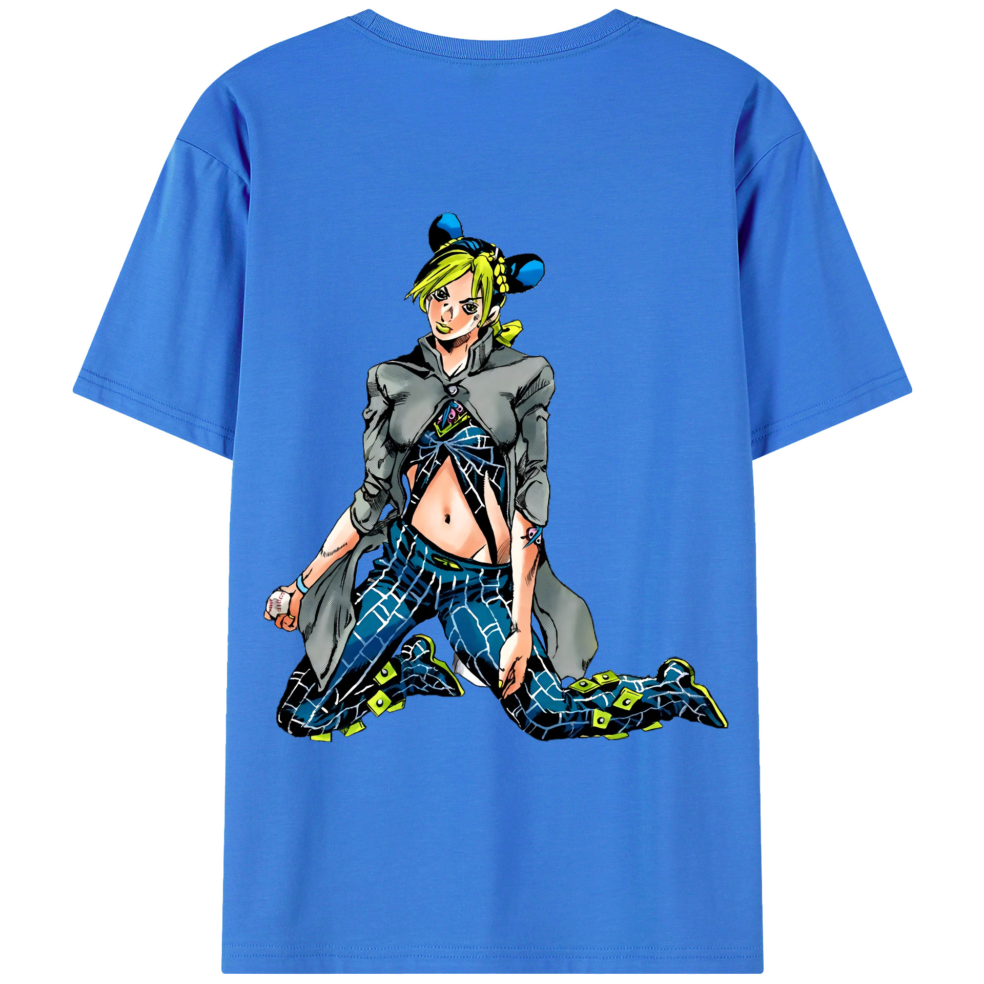 （画像用） "ジョジョの奇妙な冒険 くうじょう ジョリーン JoJo's Bizarre Adventure Jolyne Cujoh " 綿100％ メンズ半袖Tシャツ（バックプリント） 通気性