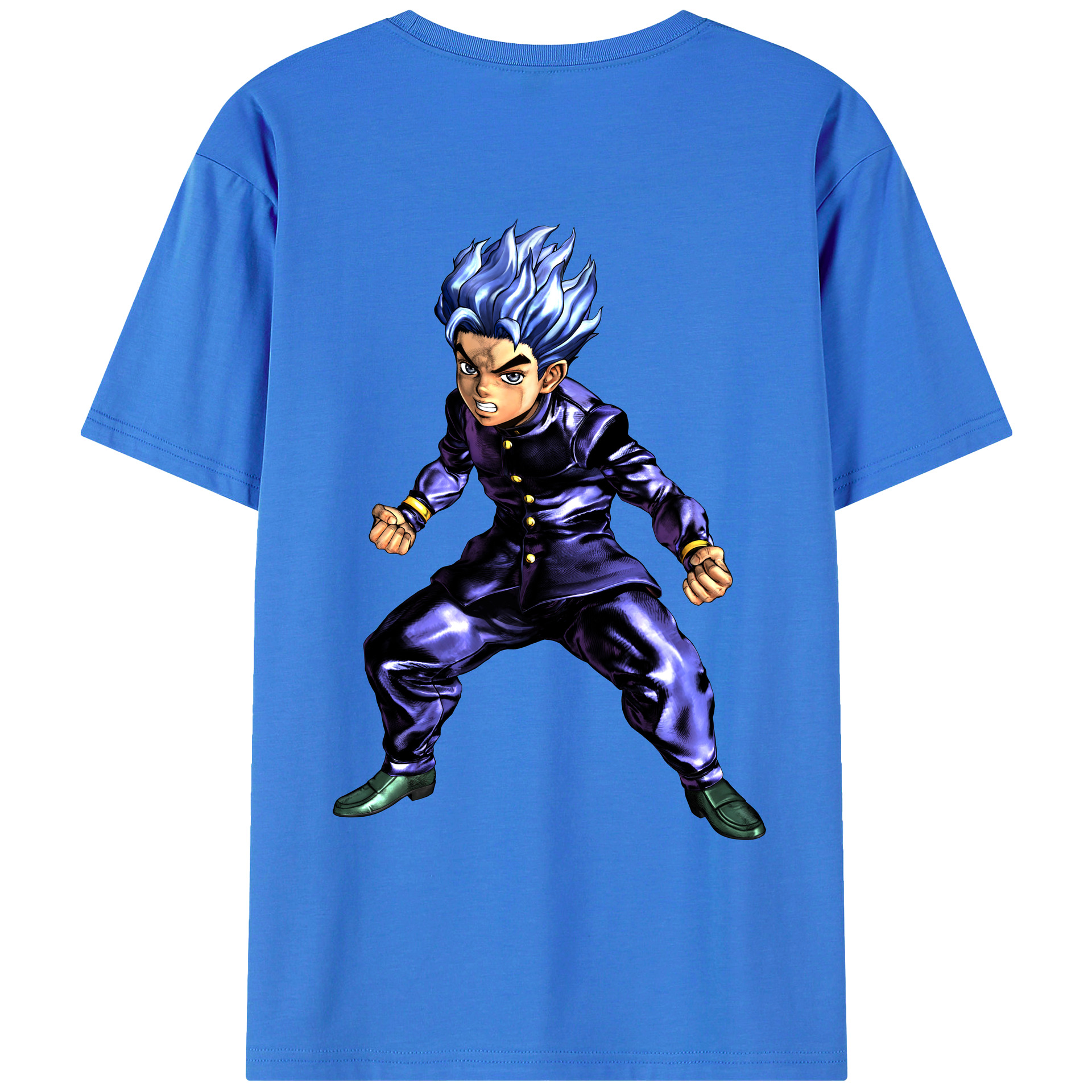 （画像用） ジョジョの奇妙な冒険 広瀨康一 JoJo's Bizarre Adventure Hirose Koichi 綿100％ メンズ半袖Tシャツ（バックプリント） 通気性