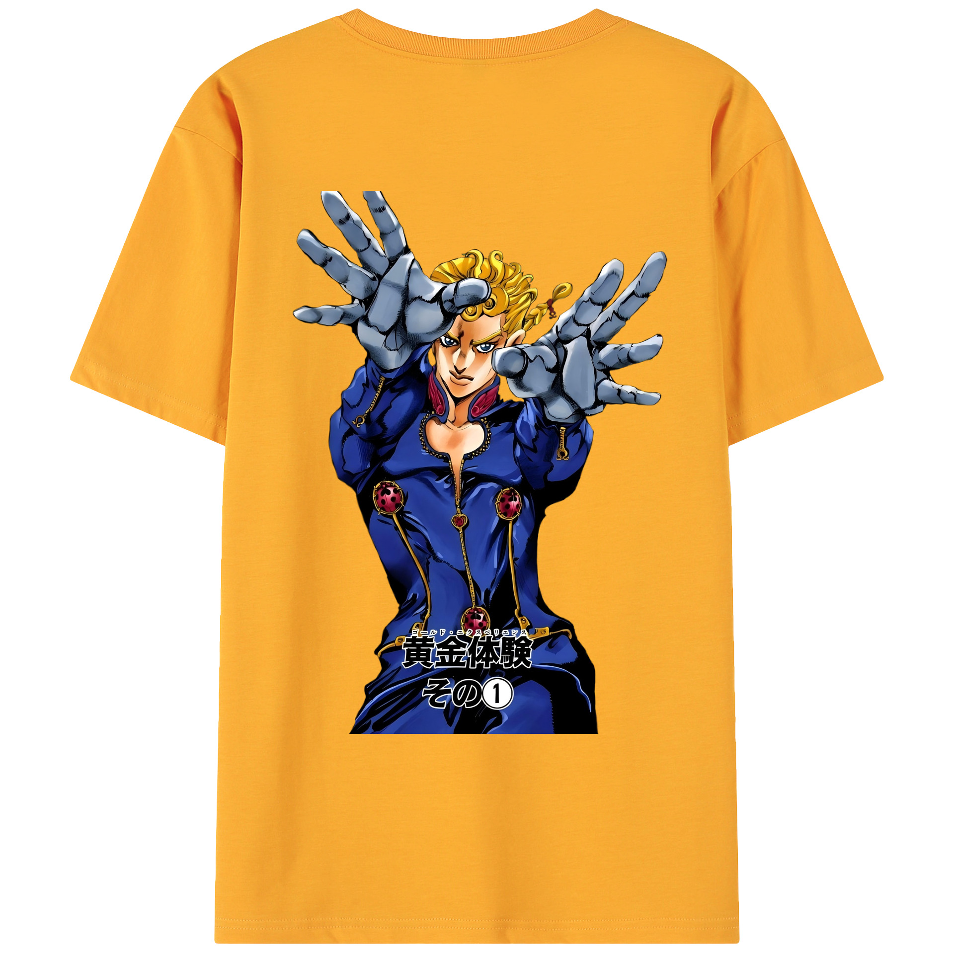 （画像用） ジョジョの奇妙な冒険 ジョルノ?ジョバァーナ JoJo's Bizarre Adventure Giorno Giovanna 綿100％ メンズ半袖Tシャツ（バックプリント） 通気性