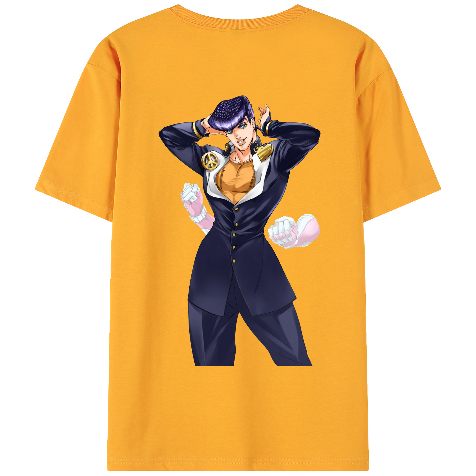 （画像用） ジョジョの奇妙な冒険 ひがしかた じょうすけ JoJo's Bizarre Adventure Higashikata Josuke 綿100％ メンズ半袖Tシャツ（バックプリント） 通気性