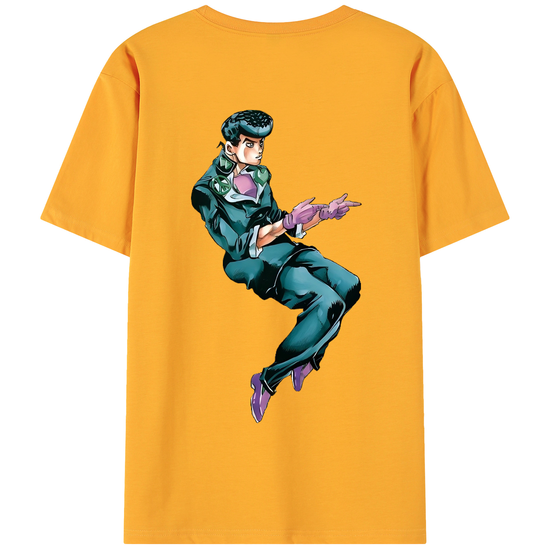 （画像用） ジョジョの奇妙な冒険 ひがしかた じょうすけ JoJo's Bizarre Adventure Higashikata Josuke 綿100％ メンズ半袖Tシャツ（バックプリント） 通気性