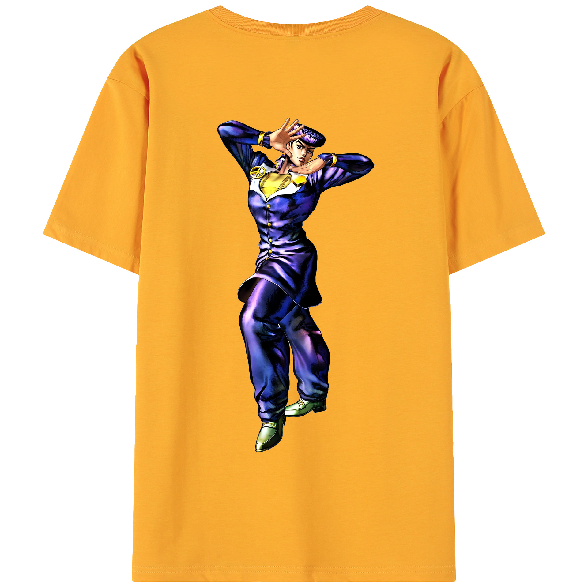 （画像用） ジョジョの奇妙な冒険 ひがしかた じょうすけ JoJo's Bizarre Adventure Higashikata Josuke 綿100％ メンズ半袖Tシャツ（バックプリント） 通気性