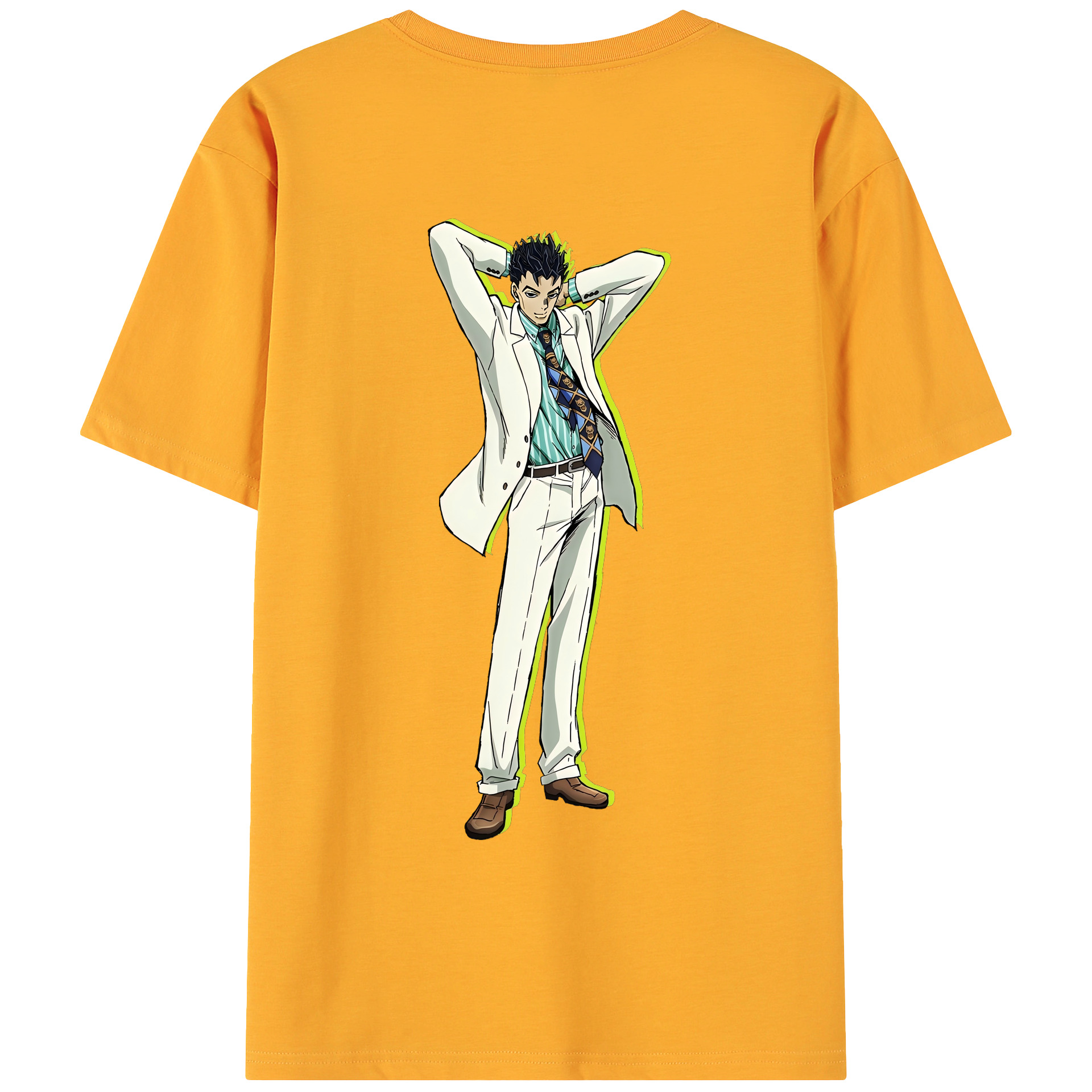 （画像用） ジョジョの奇妙な冒険 きら よしかげ JoJo's Bizarre Adventure Kira Yoshikage 綿100％ メンズ半袖Tシャツ（バックプリント） 通気性