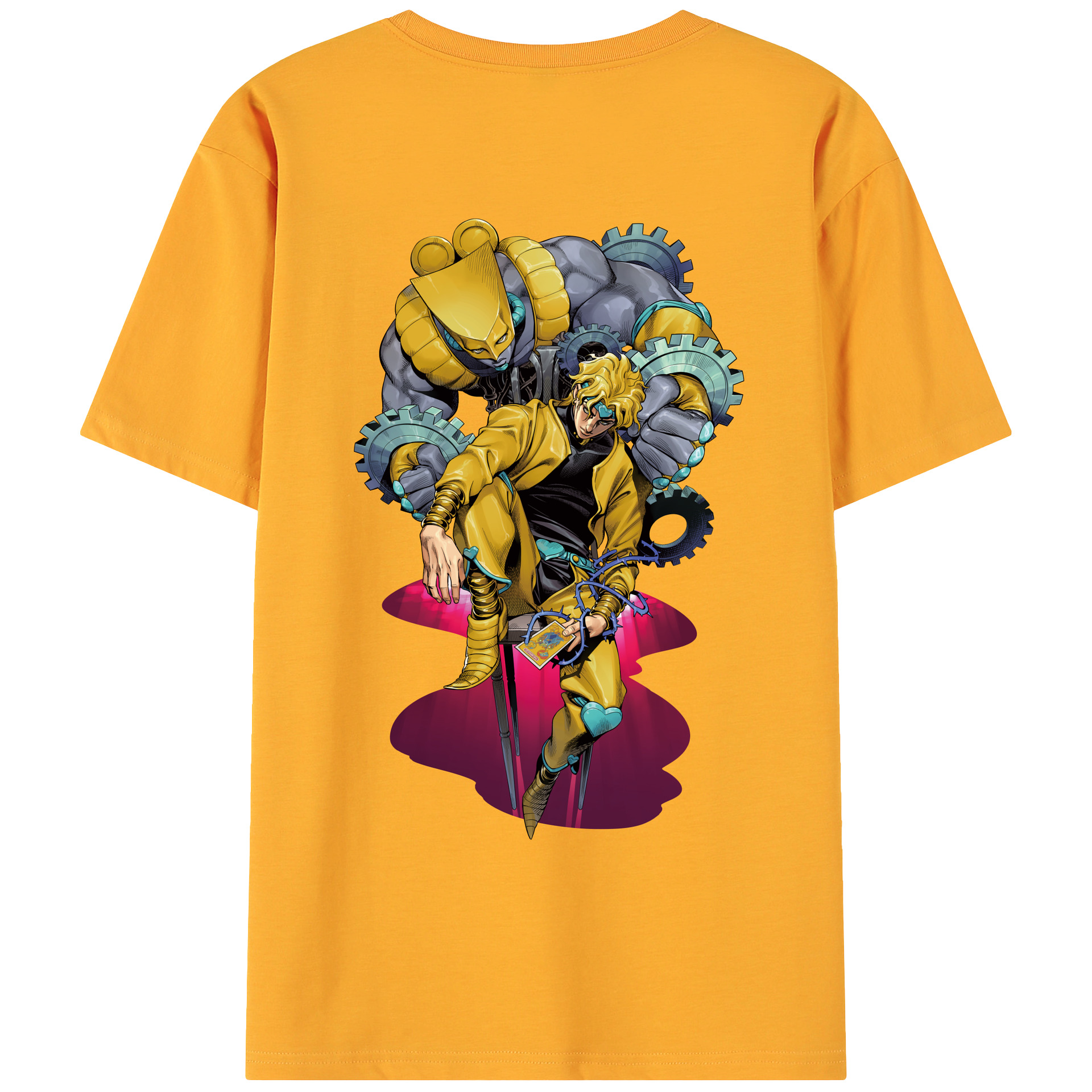 （画像用） ジョジョの奇妙な冒険 ディオ?ブランドー JoJo's Bizarre Adventure Dio Brando 綿100％ メンズ半袖Tシャツ（バックプリント） 通気性