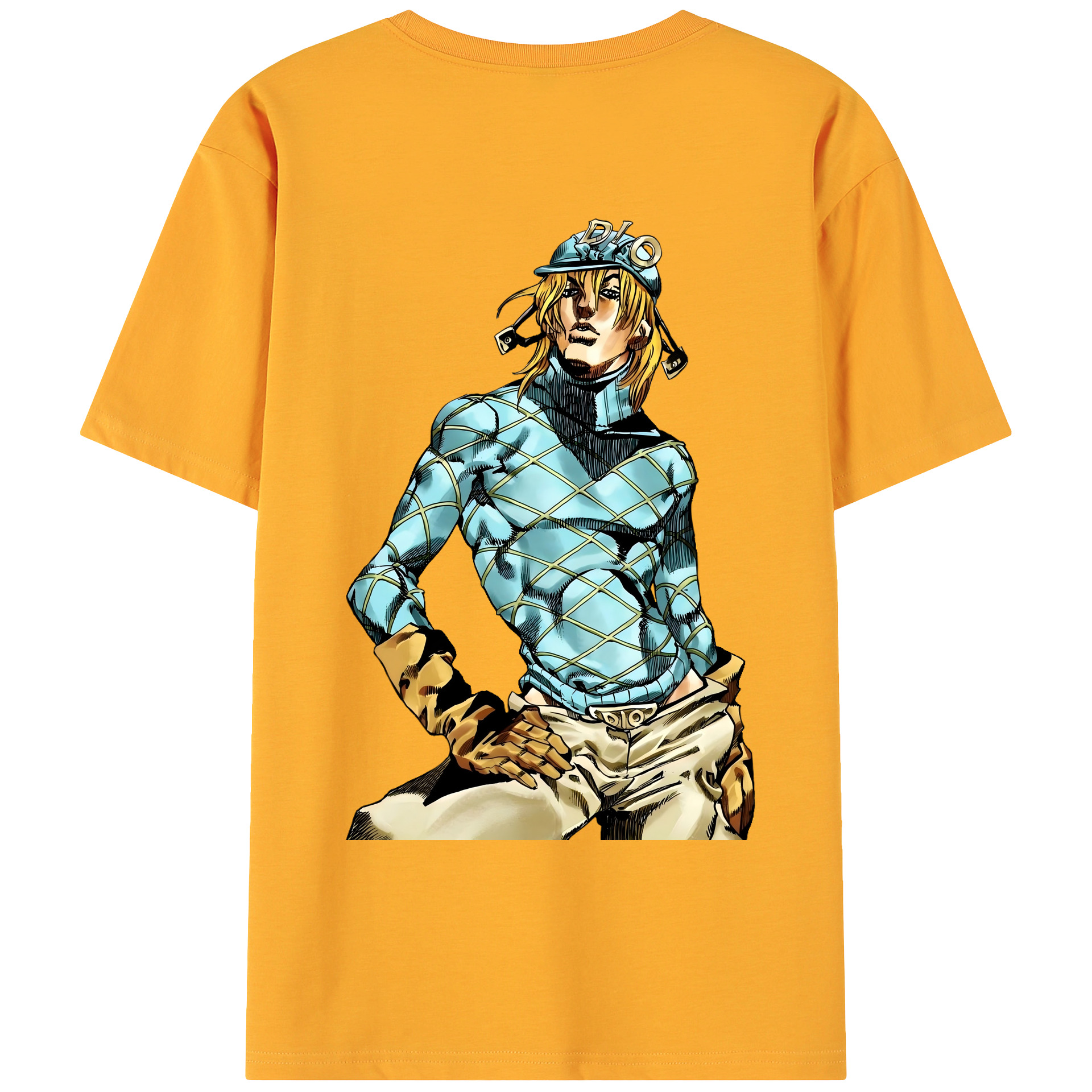 （画像用） ジョジョの奇妙な冒険 ディオ?ブランドー JoJo's Bizarre Adventure Dio Brando 綿100％ メンズ半袖Tシャツ（バックプリント） 通気性