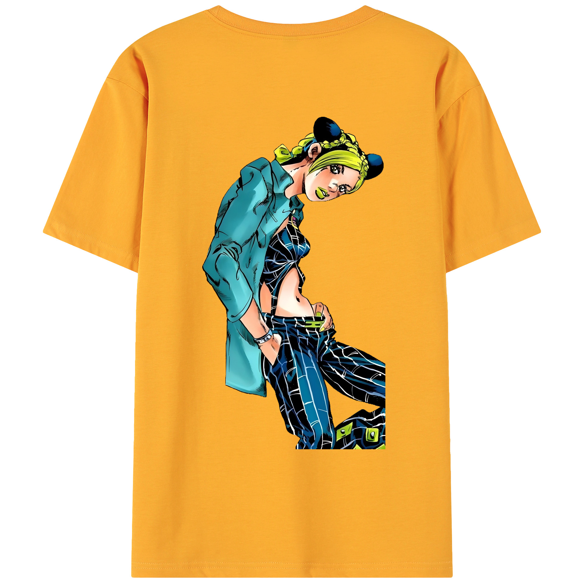 （画像用） "ジョジョの奇妙な冒険 くうじょう ジョリーン JoJo's Bizarre Adventure Jolyne Cujoh " 綿100％ メンズ半袖Tシャツ（バックプリント） 通気性
