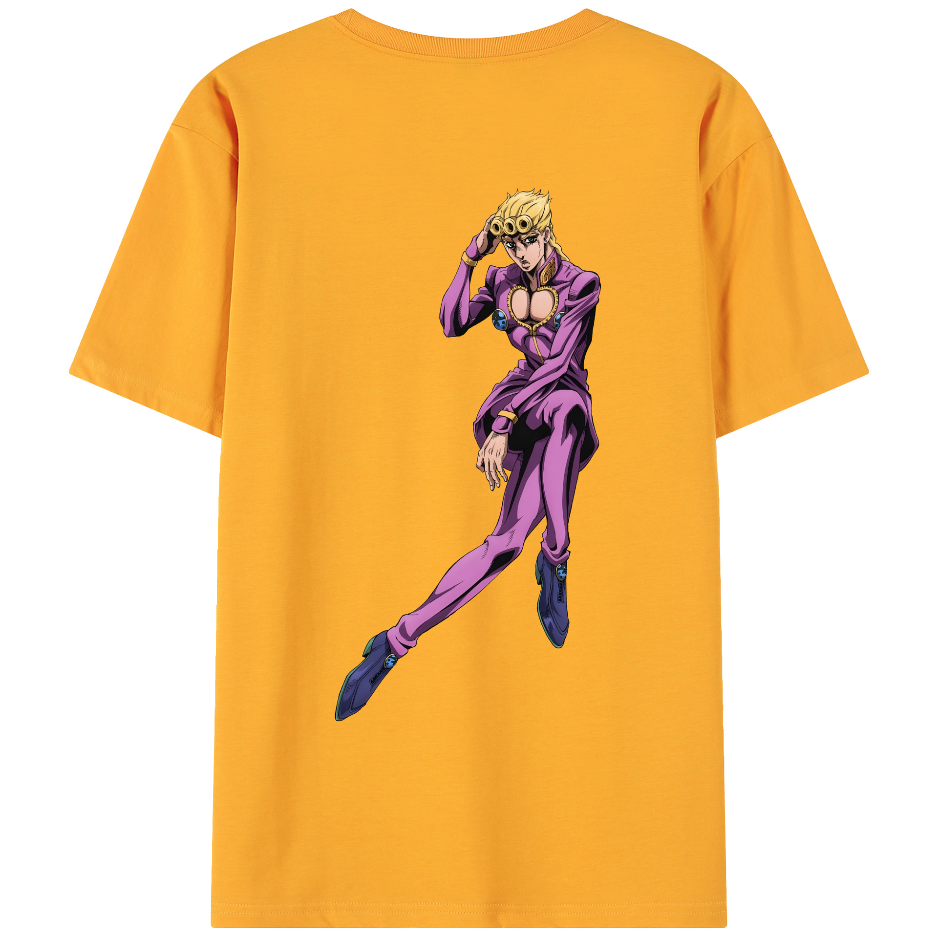 （画像用） ジョジョの奇妙な冒険 ジョルノ?ジョバァーナ JoJo's Bizarre Adventure Giorno Giovanna 綿100％ メンズ半袖Tシャツ（バックプリント） 通気性