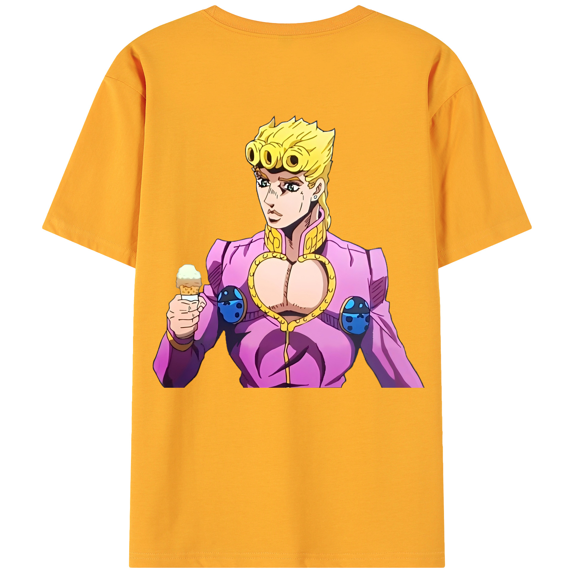（画像用） ジョジョの奇妙な冒険 ジョルノ?ジョバァーナ JoJo's Bizarre Adventure Giorno Giovanna 綿100％ メンズ半袖Tシャツ（バックプリント） 通気性