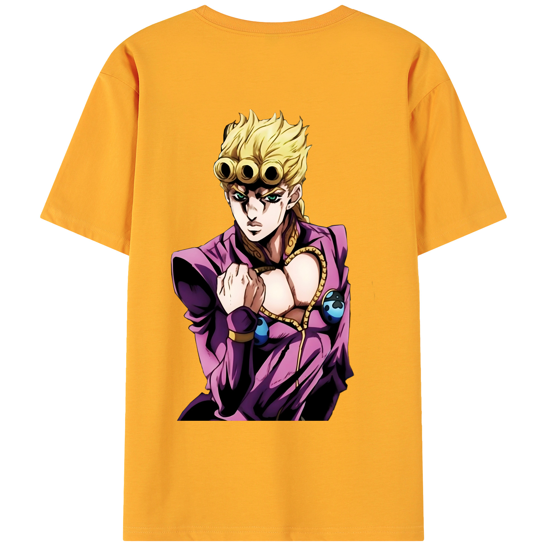 （画像用） ジョジョの奇妙な冒険 ジョルノ?ジョバァーナ JoJo's Bizarre Adventure Giorno Giovanna 綿100％ メンズ半袖Tシャツ（バックプリント） 通気性