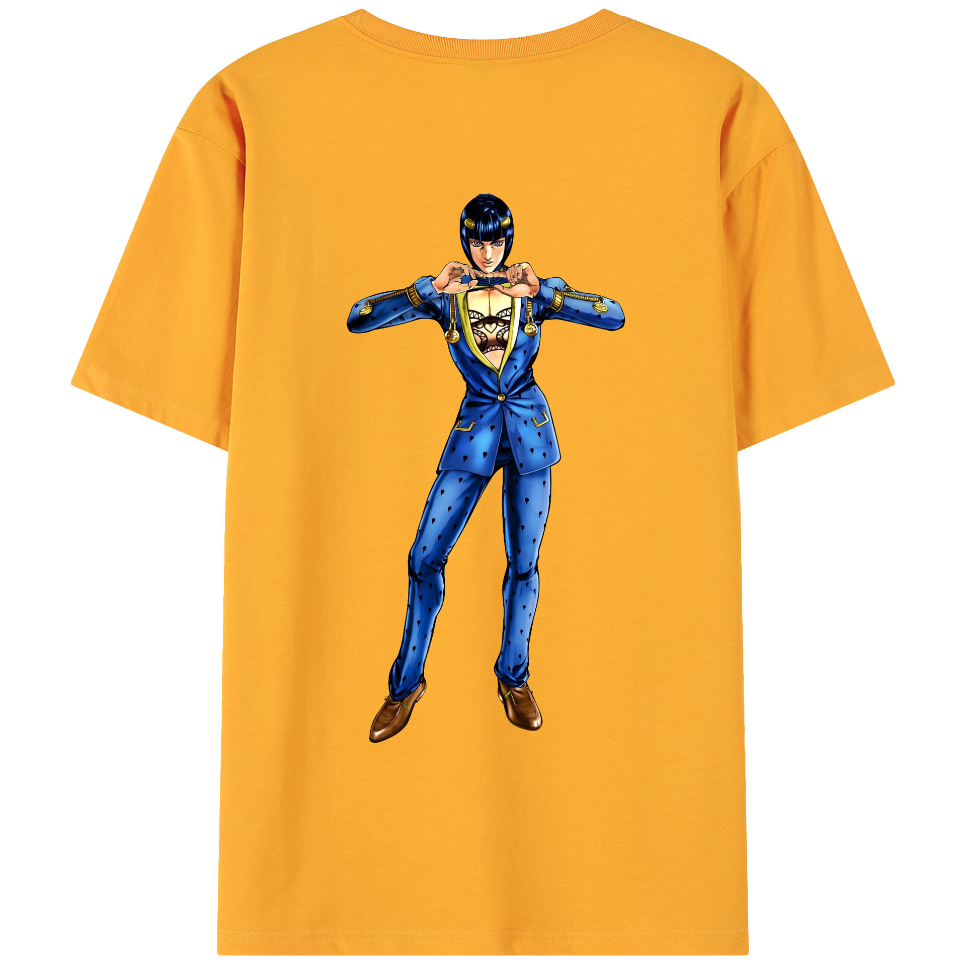 （画像用） ジョジョの奇妙な冒険 ブローノ?ブチャラティ JoJo's Bizarre Adventure Bruno Bucciarati 綿100％ メンズ半袖Tシャツ（バックプリント） 通気性