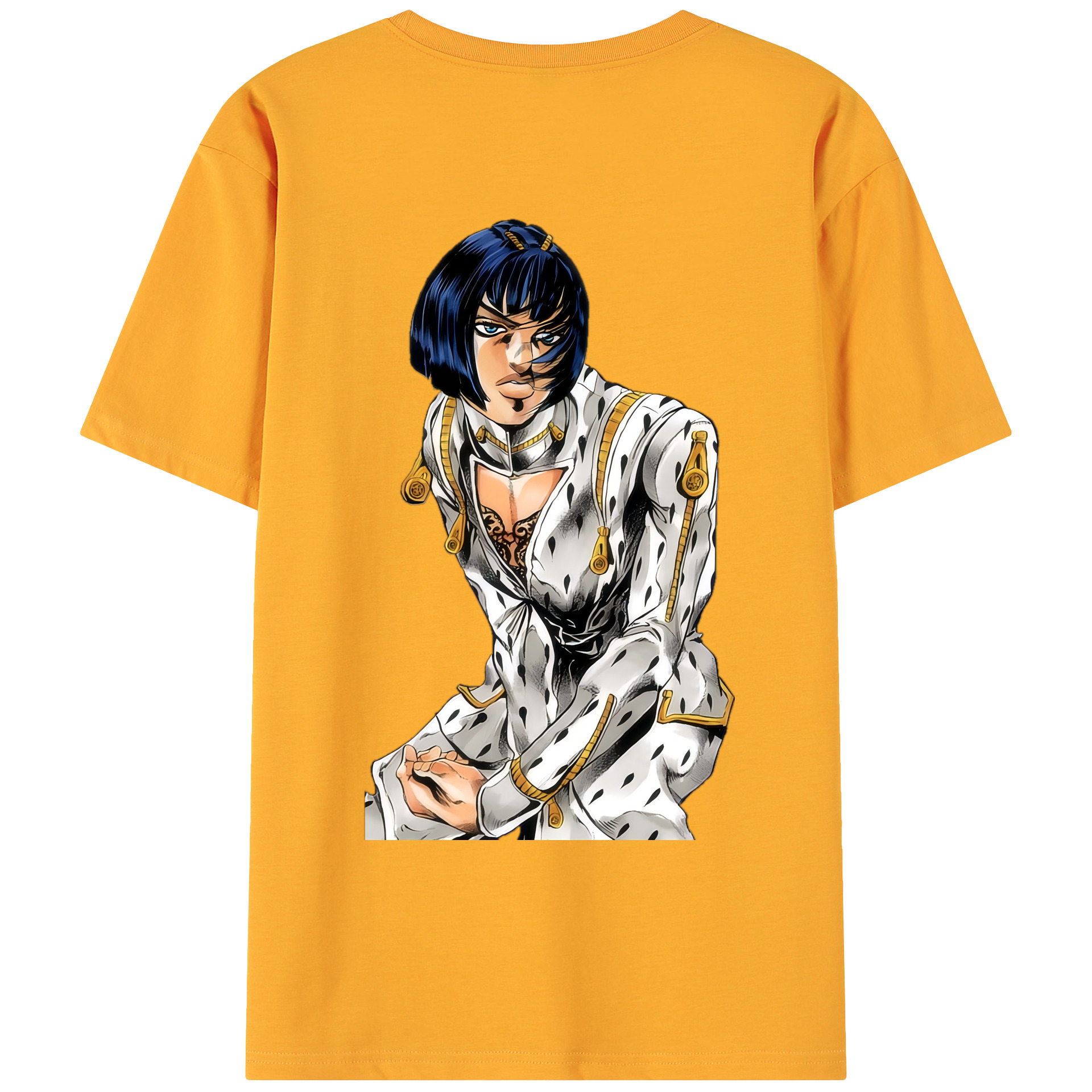（画像用） ジョジョの奇妙な冒険 ブローノ?ブチャラティ JoJo's Bizarre Adventure Bruno Bucciarati 綿100％ メンズ半袖Tシャツ（バックプリント） 通気性