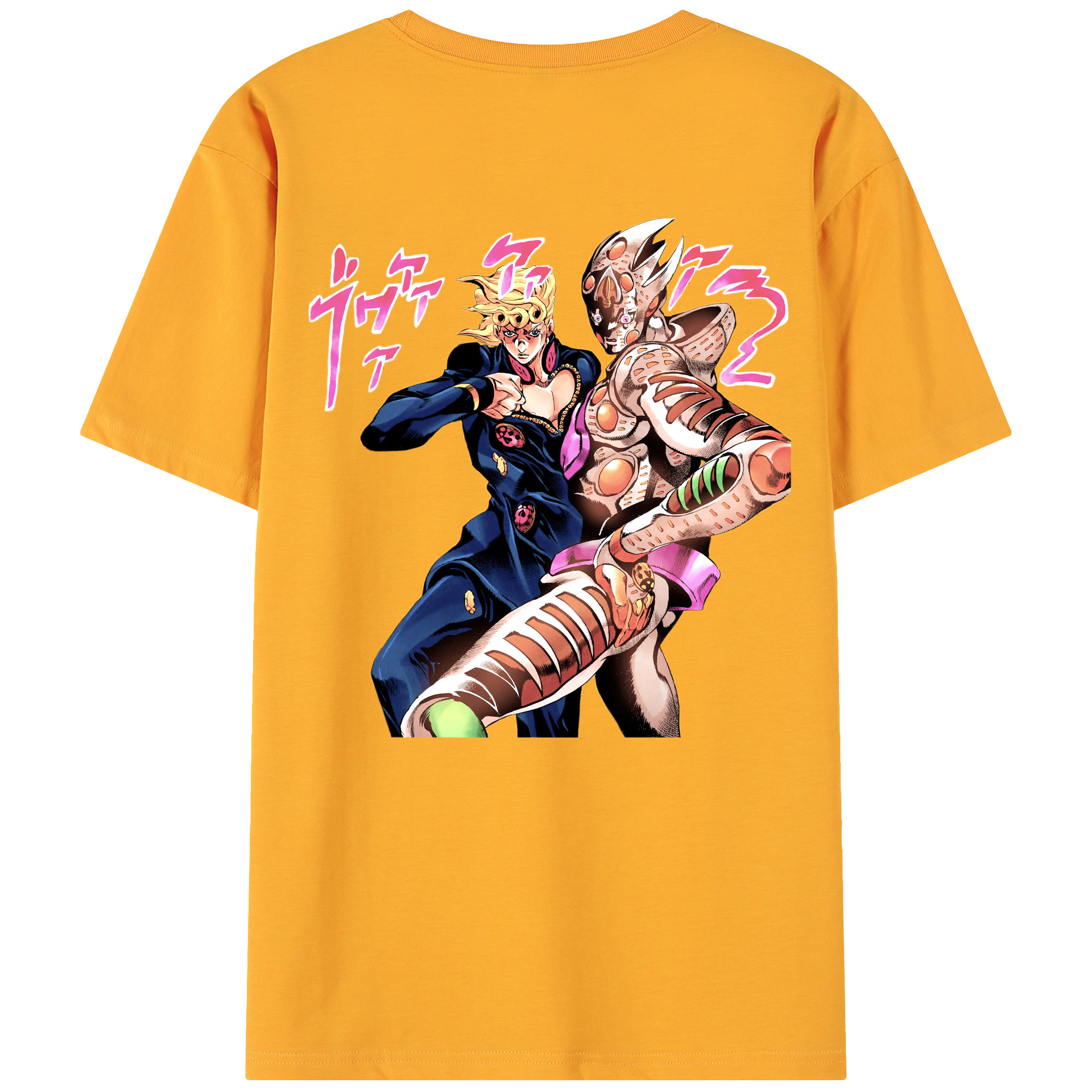 （画像用） ジョジョの奇妙な冒険 ジョルノ?ジョバァーナ JoJo's Bizarre Adventure Giorno Giovanna 綿100％ メンズ半袖Tシャツ（バックプリント） 通気性