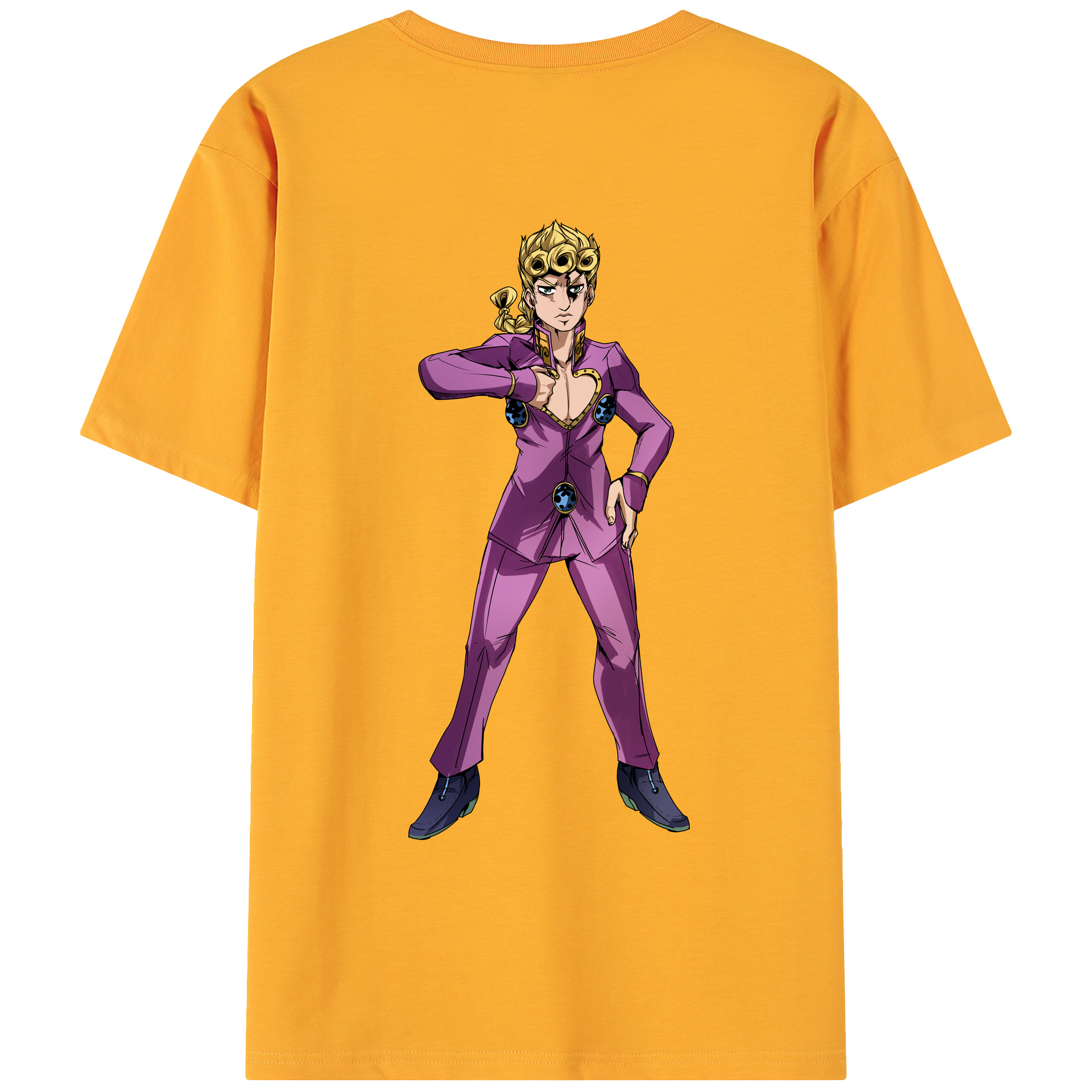 （画像用） ジョジョの奇妙な冒険 ジョルノ?ジョバァーナ JoJo's Bizarre Adventure Giorno Giovanna 綿100％ メンズ半袖Tシャツ（バックプリント） 通気性