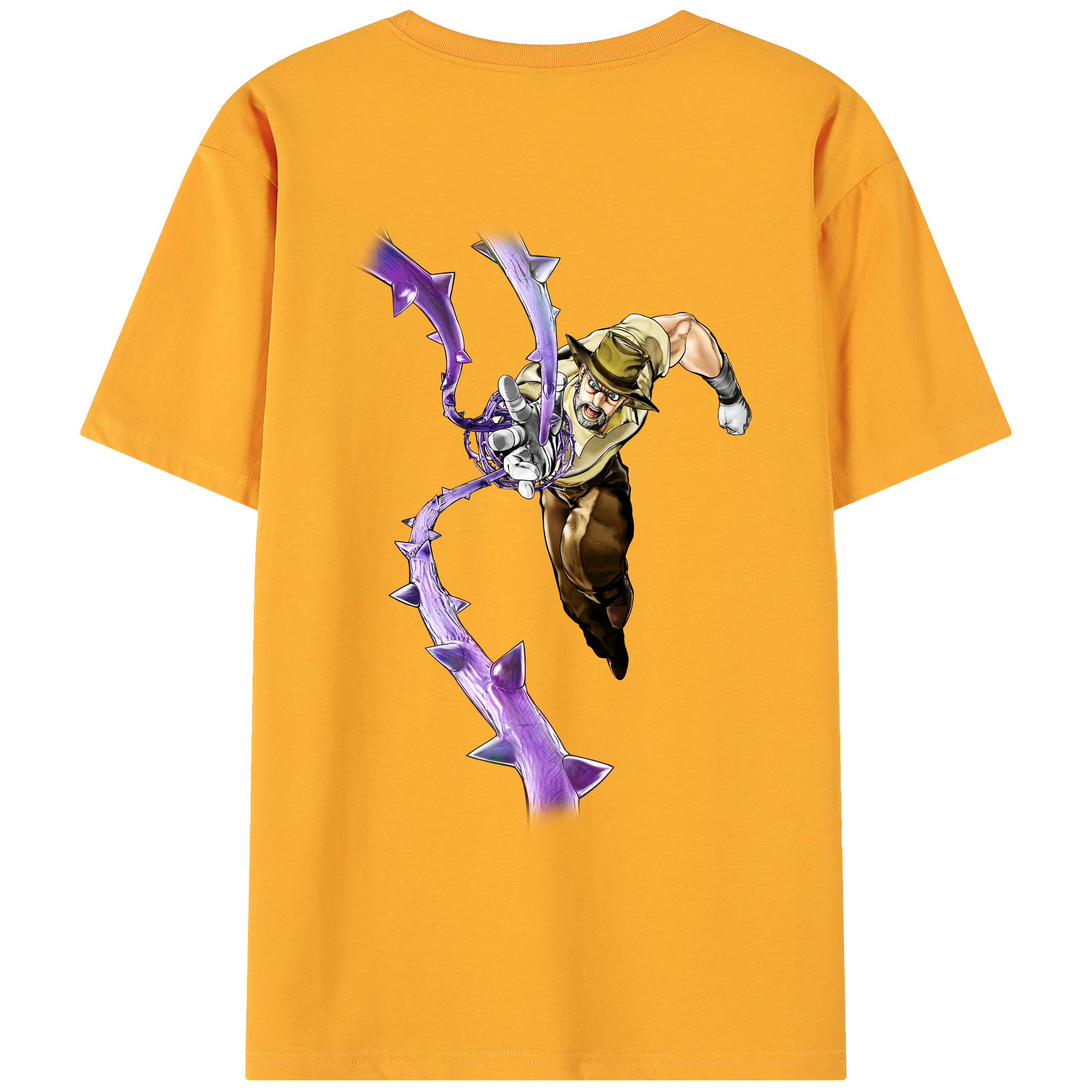 （画像用） ジョジョの奇妙な冒険 ジョセフ?ジョースター JoJo's Bizarre Adventure Joseph Joestar 綿100％ メンズ半袖Tシャツ（バックプリント） 通気性