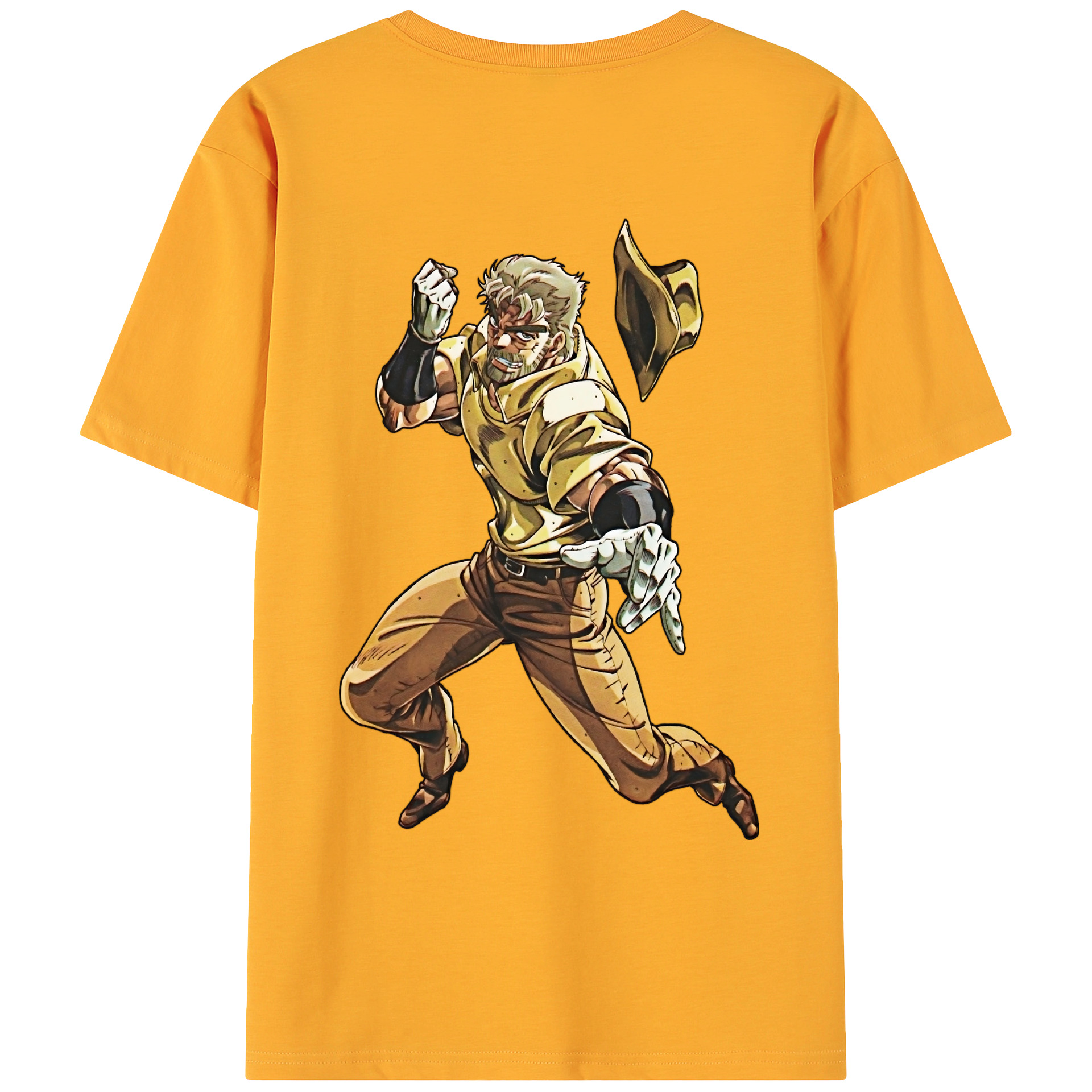 （画像用） ジョジョの奇妙な冒険 ジョセフ?ジョースター JoJo's Bizarre Adventure Joseph Joestar 綿100％ メンズ半袖Tシャツ（バックプリント） 通気性