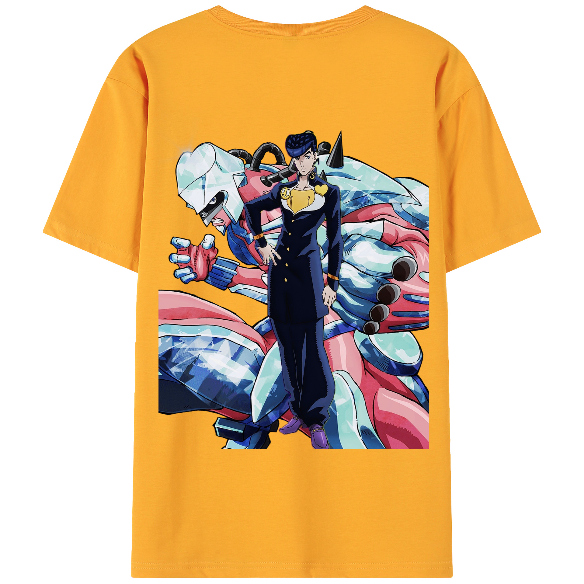 （画像用） ジョジョの奇妙な冒険 ひがしかた じょうすけ JoJo's Bizarre Adventure Higashikata Josuke 綿100％ メンズ半袖Tシャツ（バックプリント） 通気性