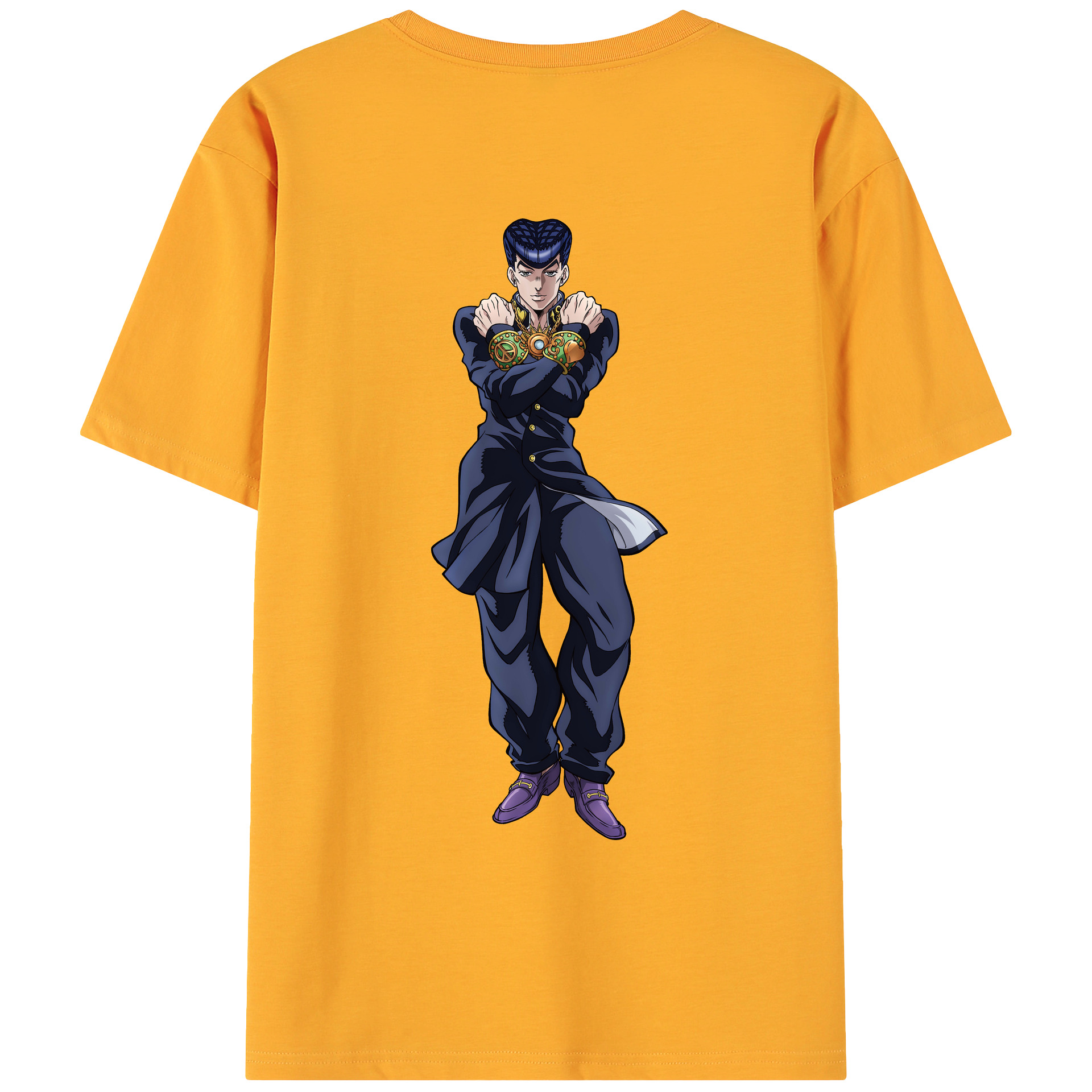 （画像用） ジョジョの奇妙な冒険 ひがしかた じょうすけ JoJo's Bizarre Adventure Higashikata Josuke 綿100％ メンズ半袖Tシャツ（バックプリント） 通気性