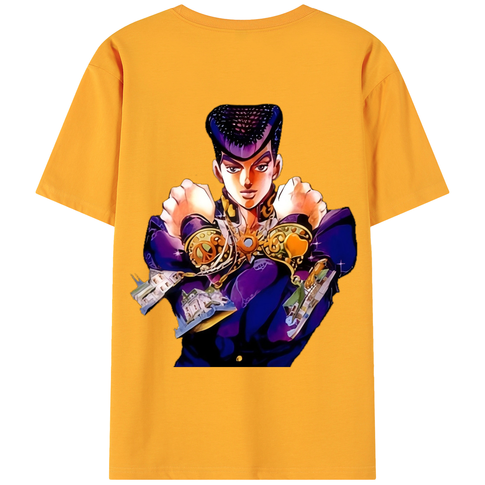 （画像用） ジョジョの奇妙な冒険 ひがしかた じょうすけ JoJo's Bizarre Adventure Higashikata Josuke 綿100％ メンズ半袖Tシャツ（バックプリント） 通気性