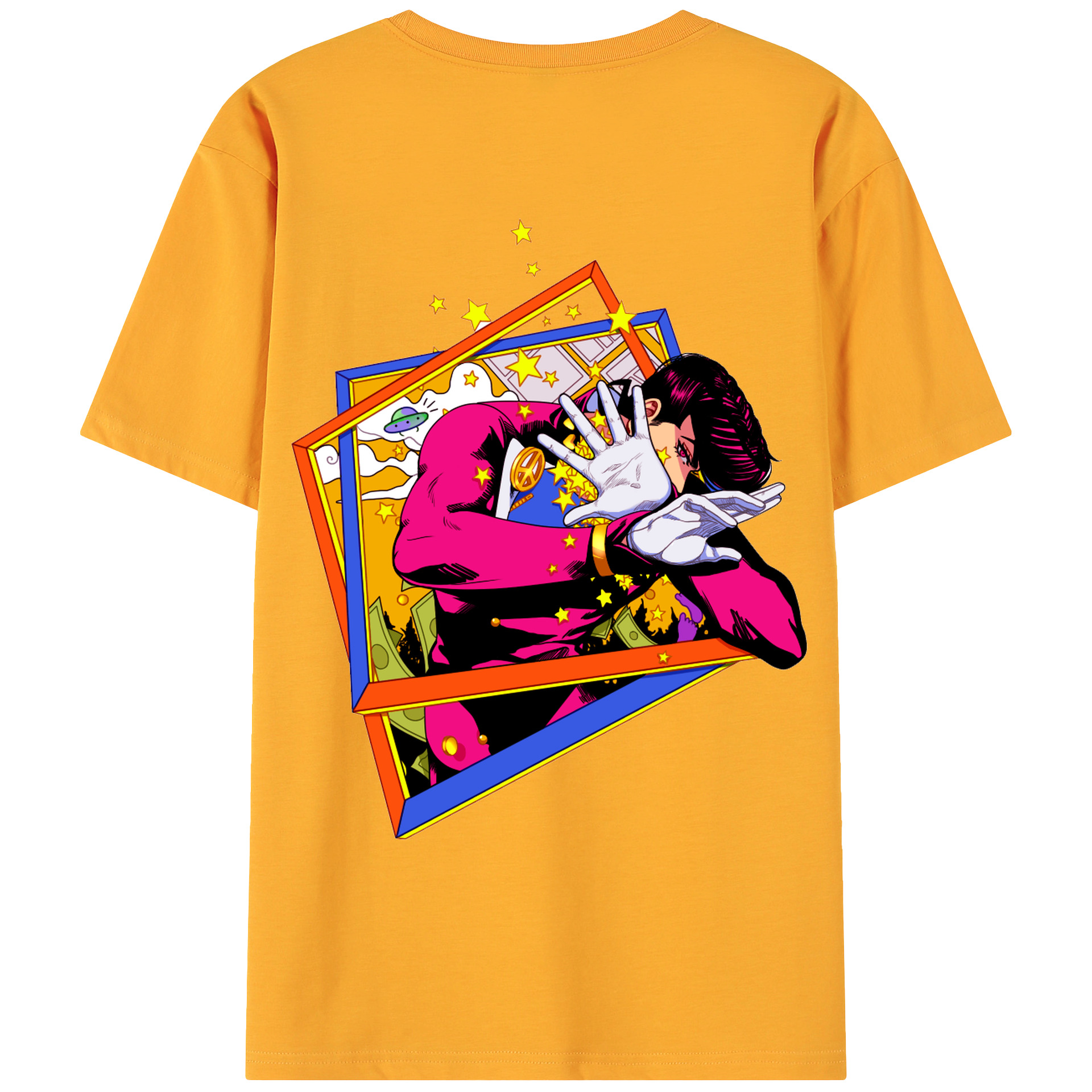 （画像用） ジョジョの奇妙な冒険 ひがしかた じょうすけ JoJo's Bizarre Adventure Higashikata Josuke 綿100％ メンズ半袖Tシャツ（バックプリント） 通気性