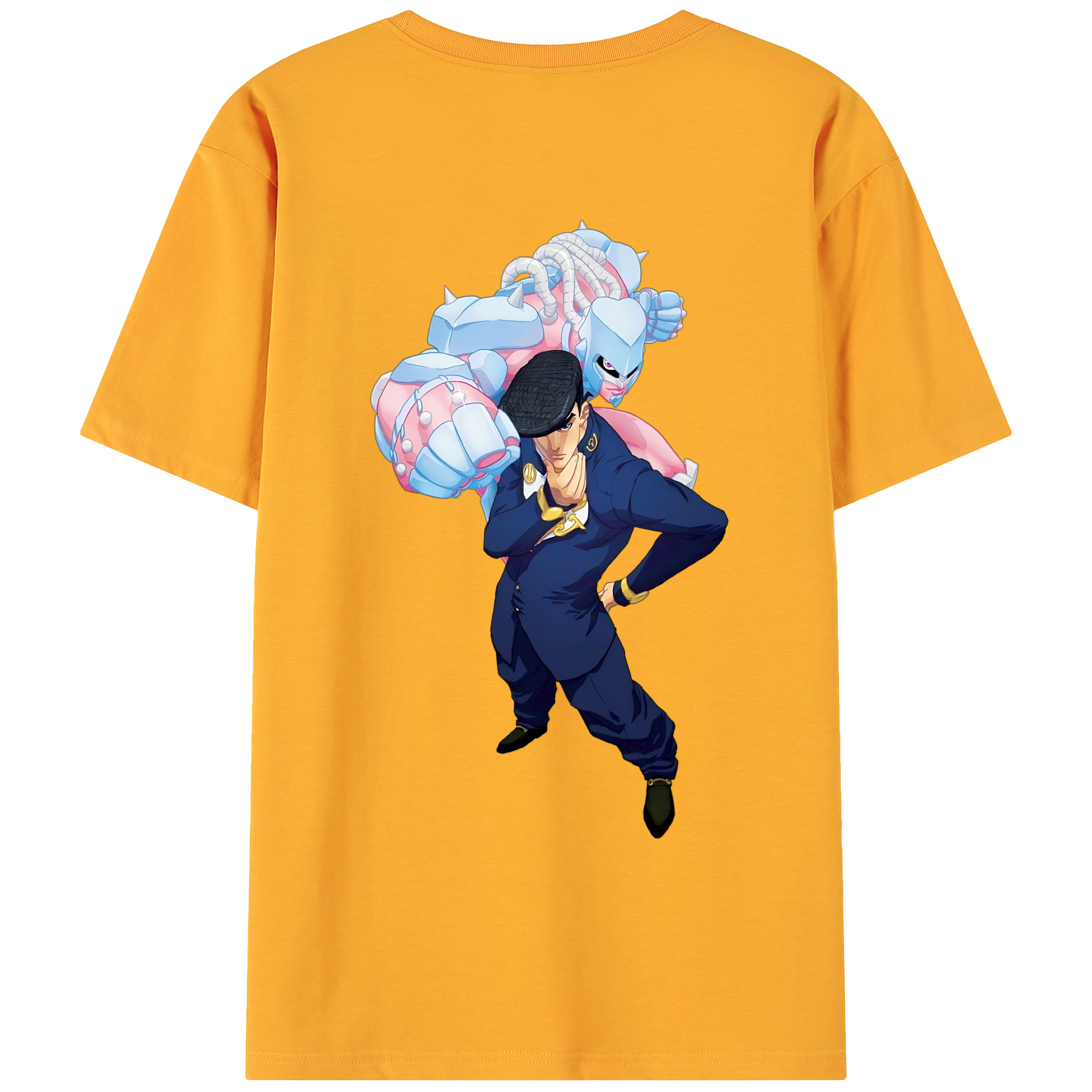 （画像用） ジョジョの奇妙な冒険 ひがしかた じょうすけ JoJo's Bizarre Adventure Higashikata Josuke 綿100％ メンズ半袖Tシャツ（バックプリント） 通気性