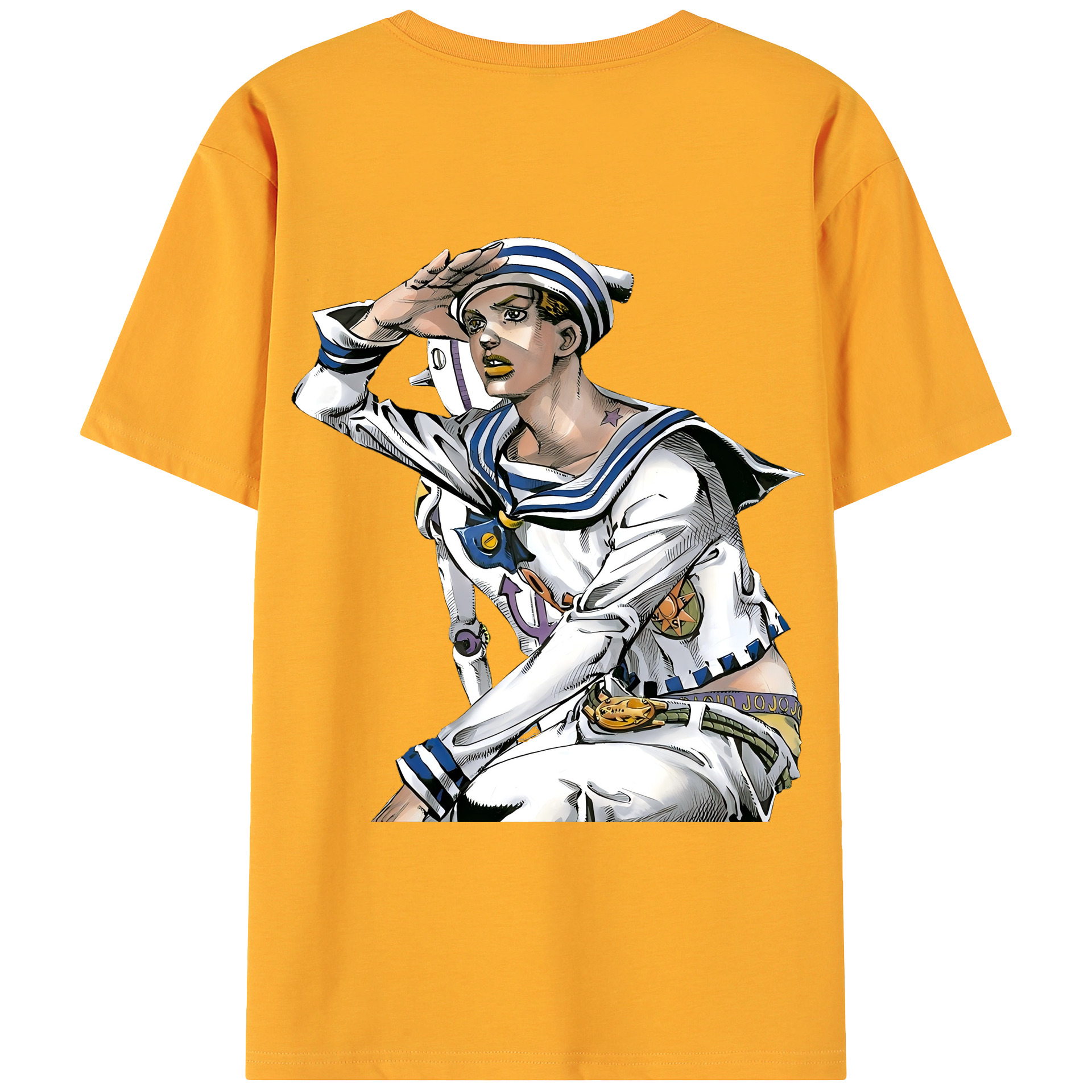 （画像用） ジョジョの奇妙な冒険 東方定助 JoJo's Bizarre Adventure Higashikata Josuke 綿100％ メンズ半袖Tシャツ（バックプリント） 通気性