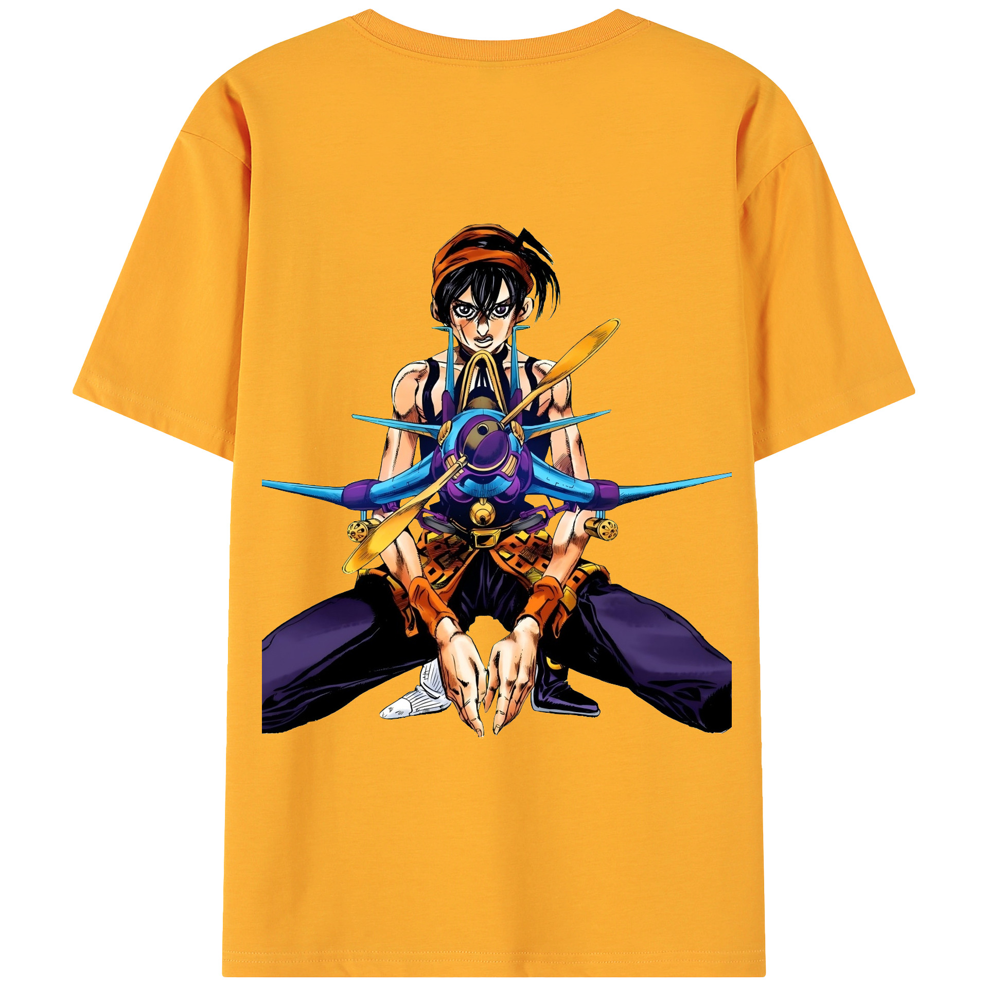 （画像用） ジョジョの奇妙な冒険 ナランチャ?ギルガ JoJo's Bizarre Adventure Narancia Ghirga 綿100％ メンズ半袖Tシャツ（バックプリント） 通気性