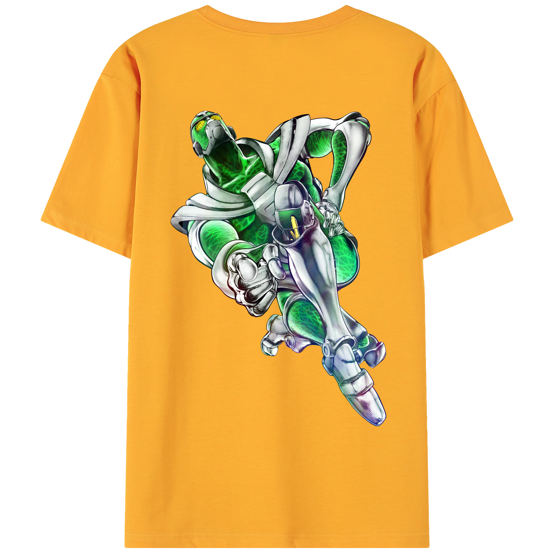 （画像用） ジョジョの奇妙な冒険 花京院 典明（かきょういん のりあき） JoJo's Bizarre Adventure Kakyoin Noriaki 綿100％ メンズ半袖Tシャツ（バックプリント） 通気性