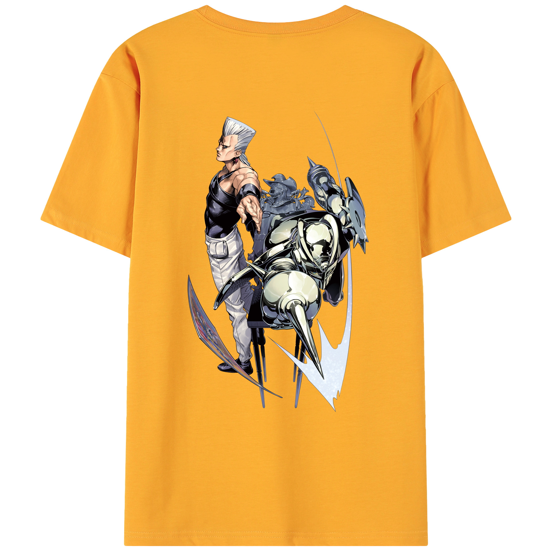 （画像用） ジョジョの奇妙な冒険 ジャン＝ピエール?ポルナレフ JoJo's Bizarre Adventure Jan Pierre Polnareff 綿100％ メンズ半袖Tシャツ（バックプリント） 通気性