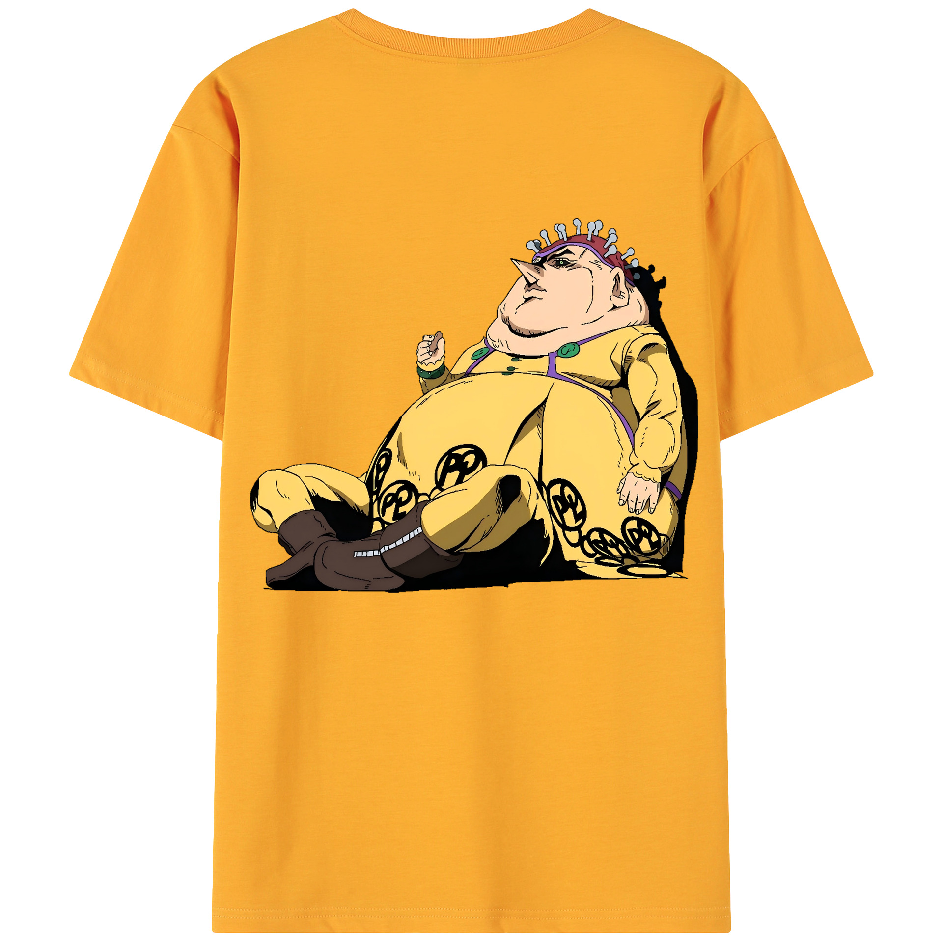（画像用） ジョジョの奇妙な冒険 ポルポ JoJo's Bizarre Adventure Polpo 綿100％ メンズ半袖Tシャツ（バックプリント） 通気性