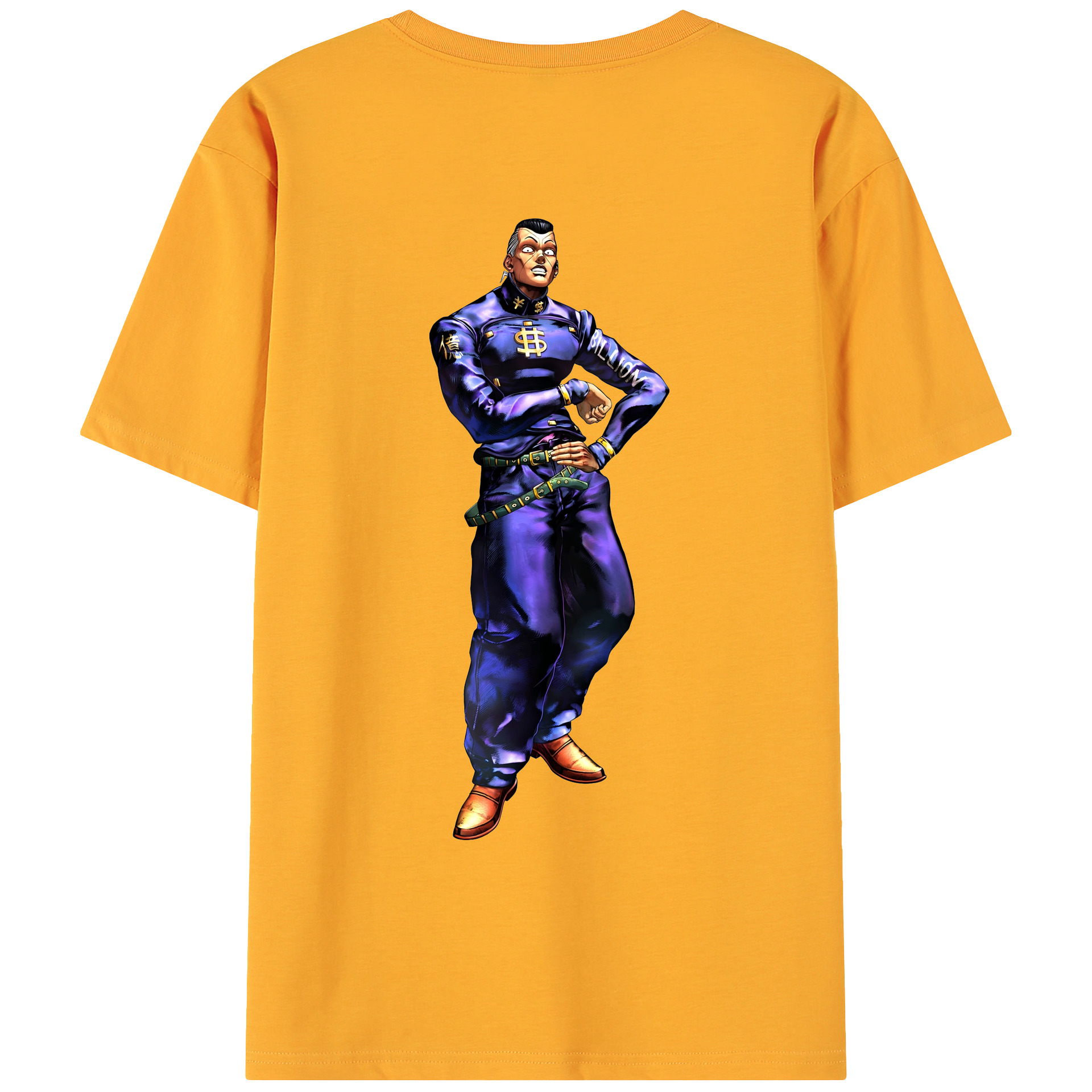 （画像用） ジョジョの奇妙な冒険 虹村億泰 にじむら おくやす JoJo's Bizarre Adventure Nijimura Okuyasu 綿100％ メンズ半袖Tシャツ（バックプリント） 通気性
