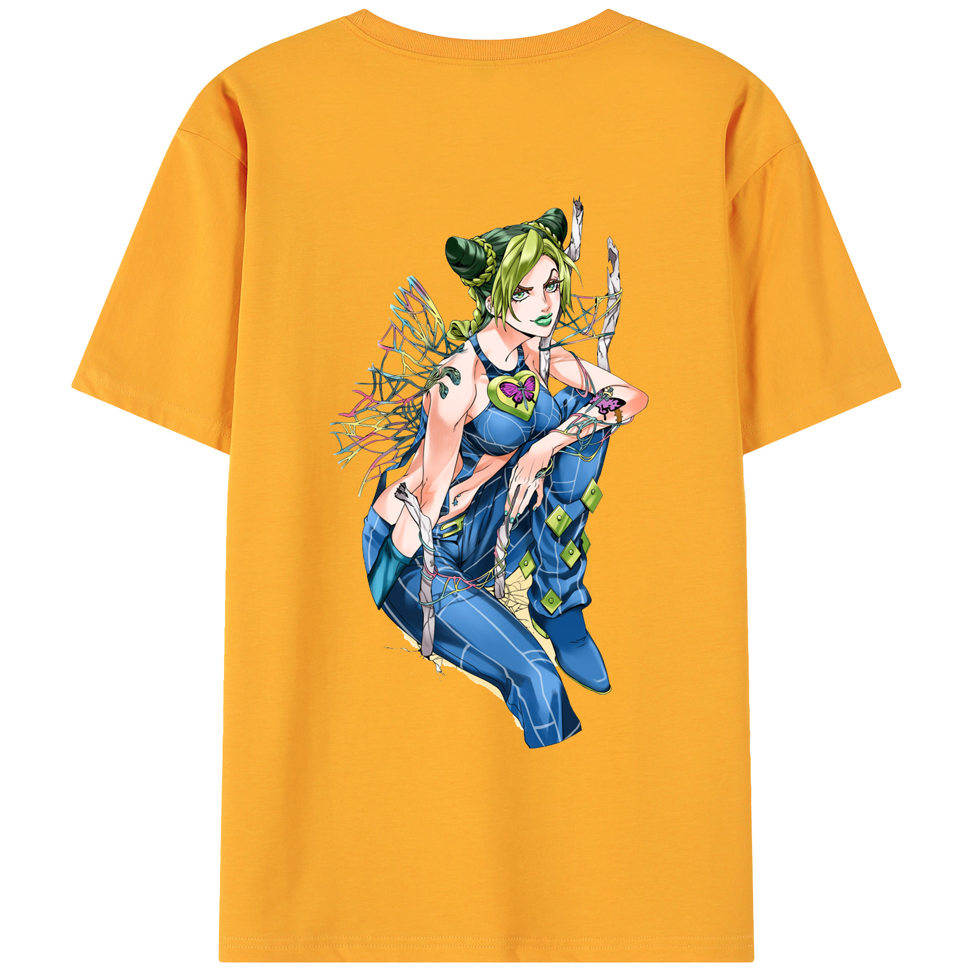 （画像用） "ジョジョの奇妙な冒険 くうじょう ジョリーン JoJo's Bizarre Adventure Jolyne Cujoh " 綿100％ メンズ半袖Tシャツ（バックプリント） 通気性