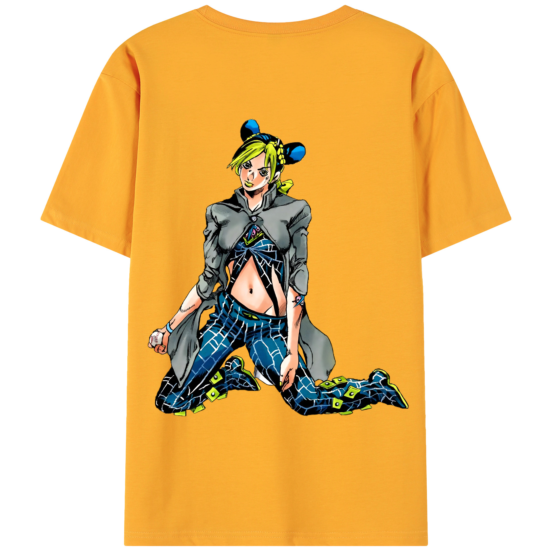 （画像用） "ジョジョの奇妙な冒険 くうじょう ジョリーン JoJo's Bizarre Adventure Jolyne Cujoh " 綿100％ メンズ半袖Tシャツ（バックプリント） 通気性