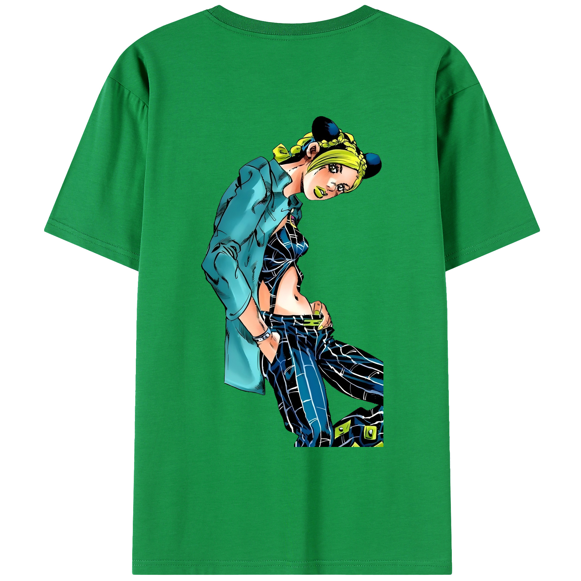 （画像用） "ジョジョの奇妙な冒険 くうじょう ジョリーン JoJo's Bizarre Adventure Jolyne Cujoh " 綿100％ メンズ半袖Tシャツ（バックプリント） 通気性