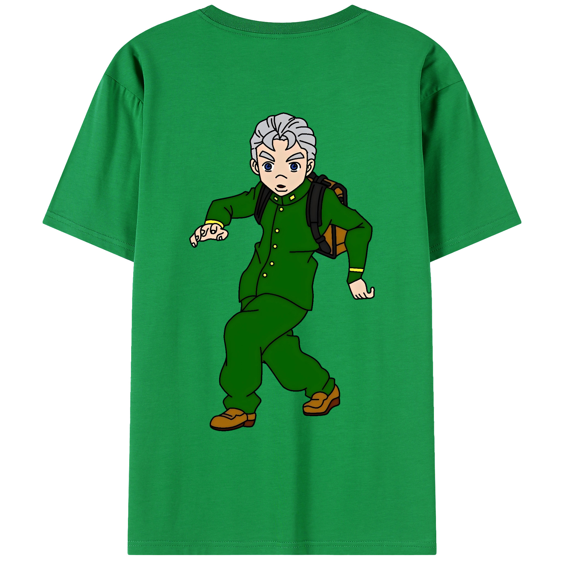 （画像用） ジョジョの奇妙な冒険 広瀨康一 JoJo's Bizarre Adventure Hirose Koichi 綿100％ メンズ半袖Tシャツ（バックプリント） 通気性