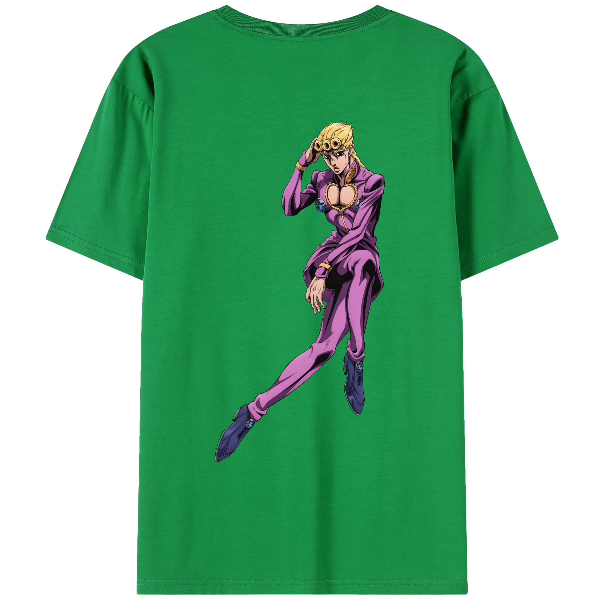 （画像用） ジョジョの奇妙な冒険 ジョルノ?ジョバァーナ JoJo's Bizarre Adventure Giorno Giovanna 綿100％ メンズ半袖Tシャツ（バックプリント） 通気性