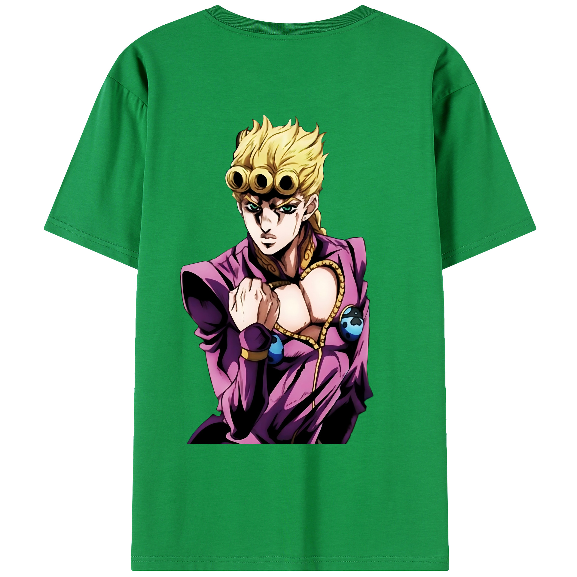 （画像用） ジョジョの奇妙な冒険 ジョルノ?ジョバァーナ JoJo's Bizarre Adventure Giorno Giovanna 綿100％ メンズ半袖Tシャツ（バックプリント） 通気性