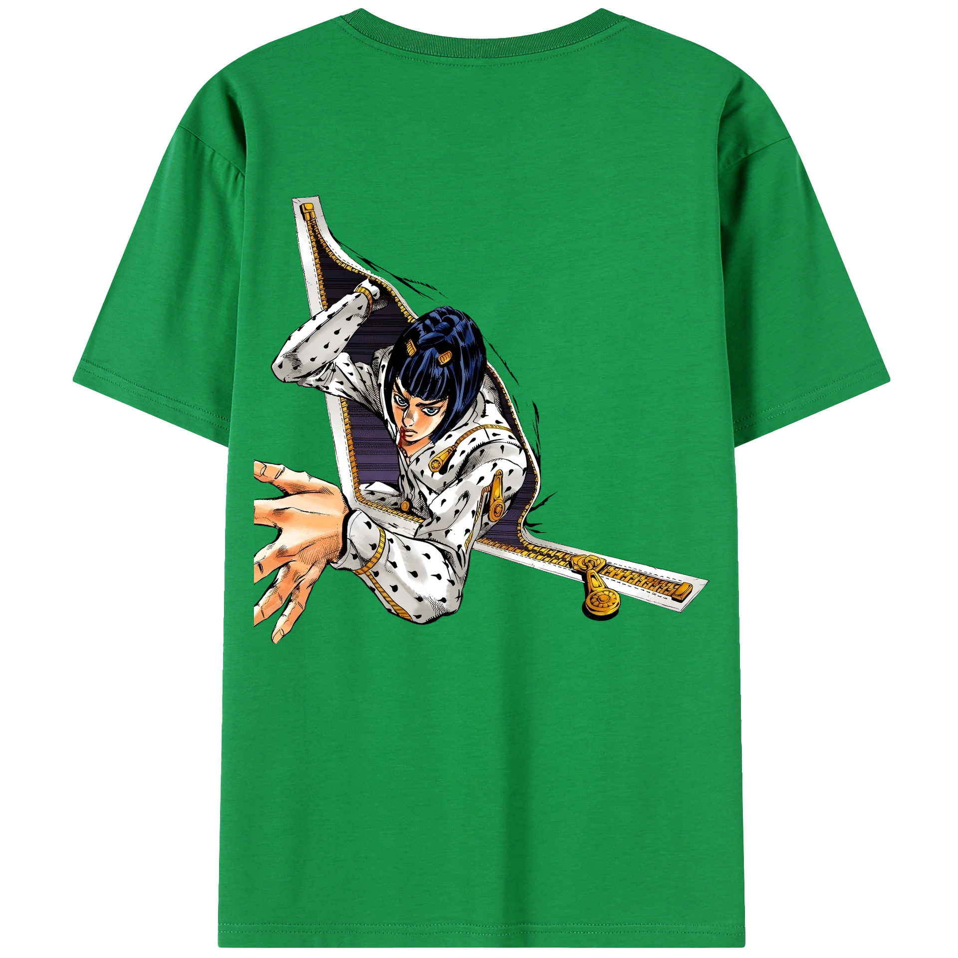 （画像用） ジョジョの奇妙な冒険 ブローノ?ブチャラティ JoJo's Bizarre Adventure Bruno Bucciarati 綿100％ メンズ半袖Tシャツ（バックプリント） 通気性