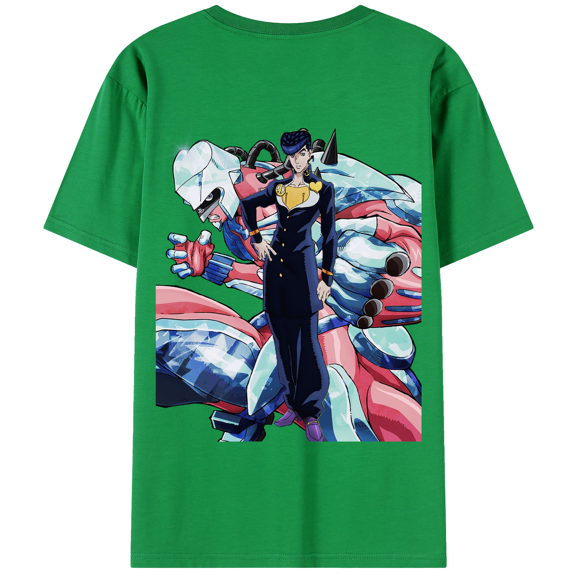 （画像用） ジョジョの奇妙な冒険 ひがしかた じょうすけ JoJo's Bizarre Adventure Higashikata Josuke 綿100％ メンズ半袖Tシャツ（バックプリント） 通気性