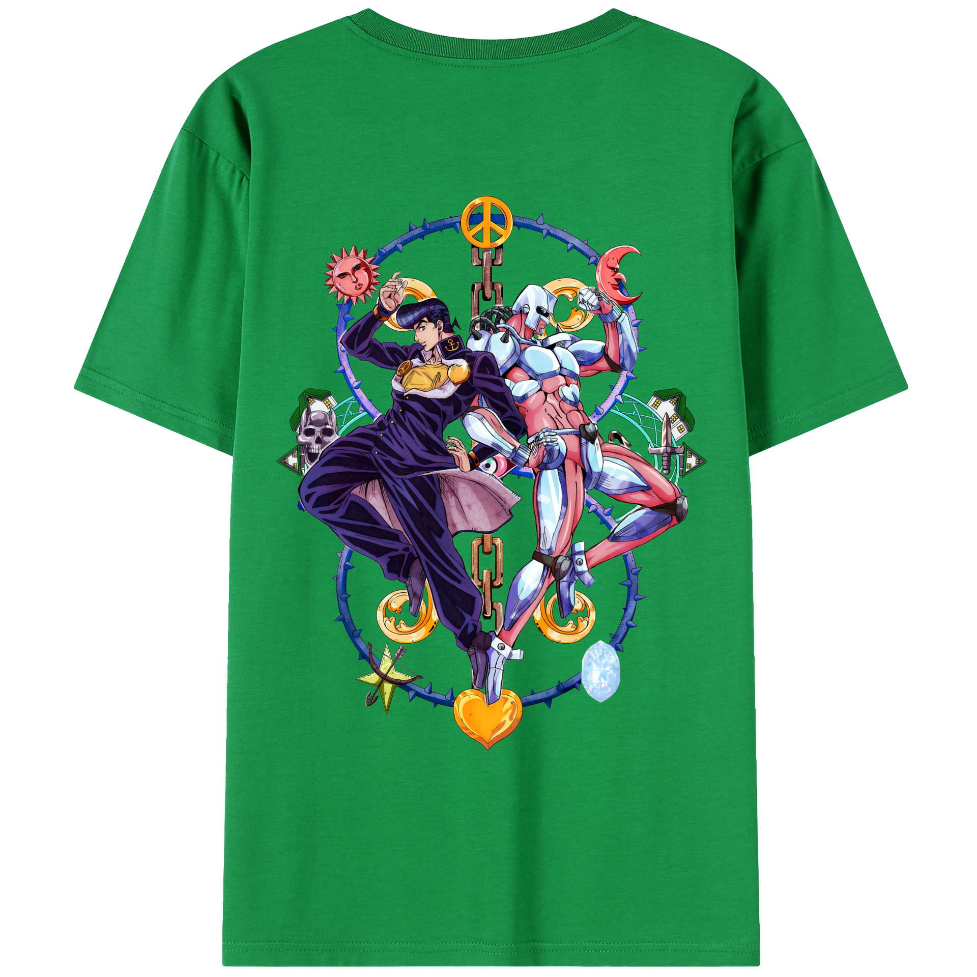 （画像用） ジョジョの奇妙な冒険 ひがしかた じょうすけ JoJo's Bizarre Adventure Higashikata Josuke 綿100％ メンズ半袖Tシャツ（バックプリント） 通気性