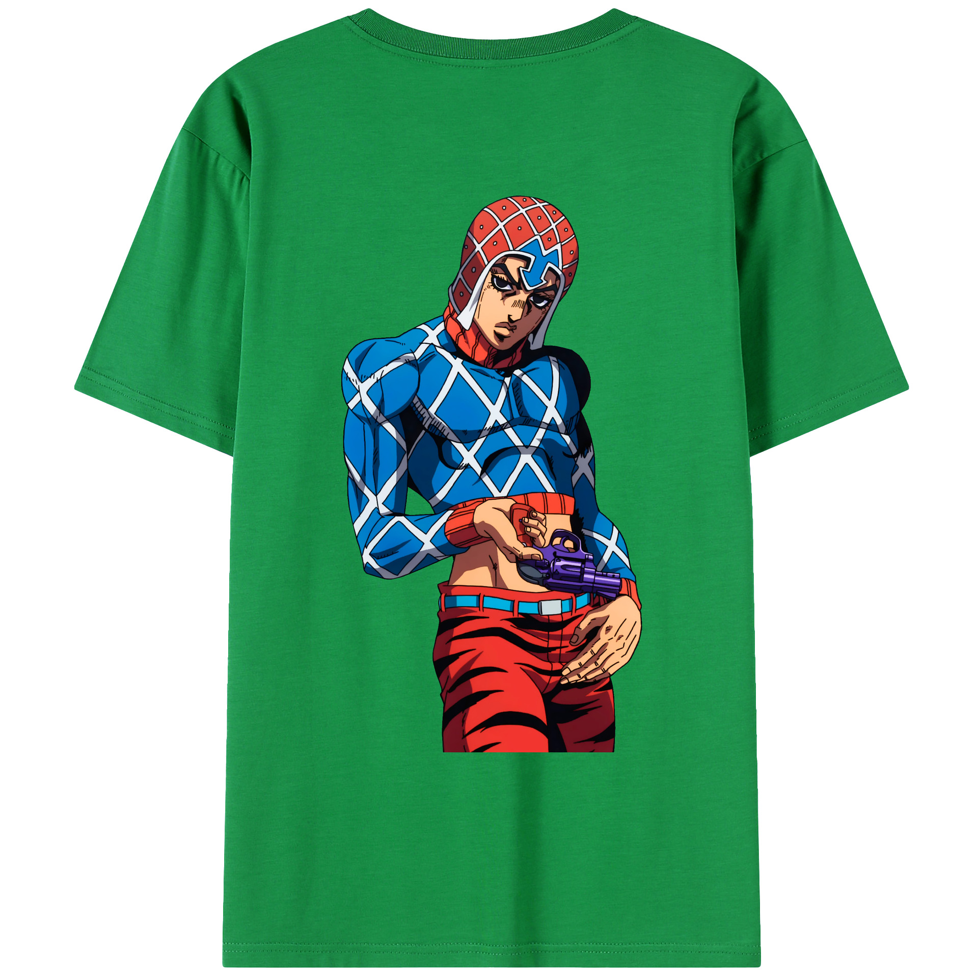 （画像用） ジョジョの奇妙な冒険 グイード?ミスタ JoJo's Bizarre Adventure Guido Mista 綿100％ メンズ半袖Tシャツ（バックプリント） 通気性