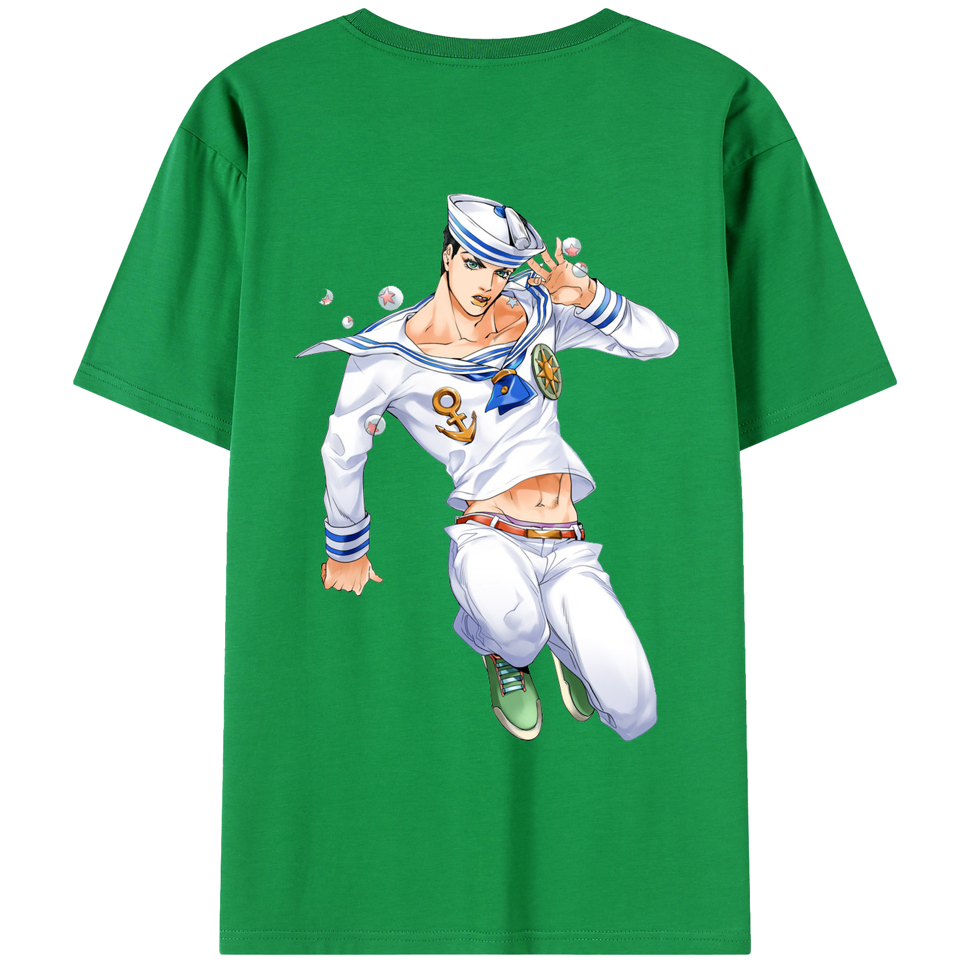 （画像用） ジョジョの奇妙な冒険 東方定助 JoJo's Bizarre Adventure Higashikata Josuke 綿100％ メンズ半袖Tシャツ（バックプリント） 通気性
