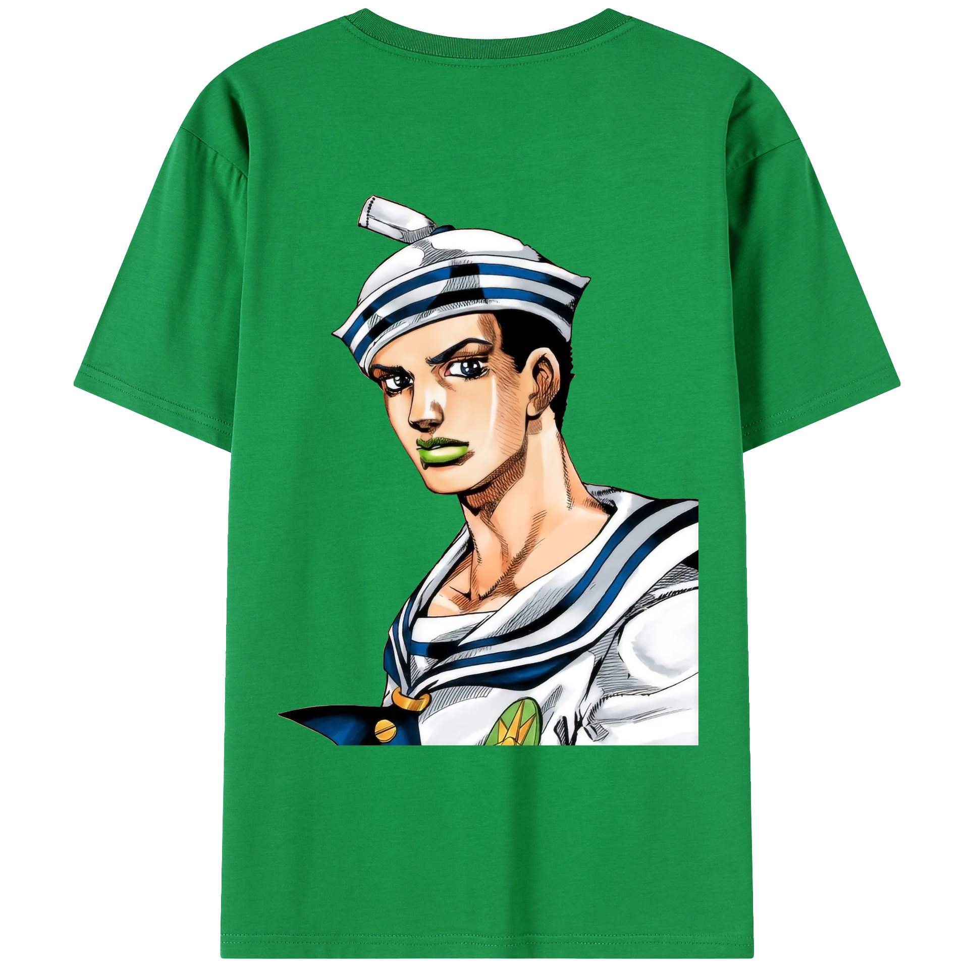 （画像用） ジョジョの奇妙な冒険 東方定助 JoJo's Bizarre Adventure Higashikata Josuke 綿100％ メンズ半袖Tシャツ（バックプリント） 通気性