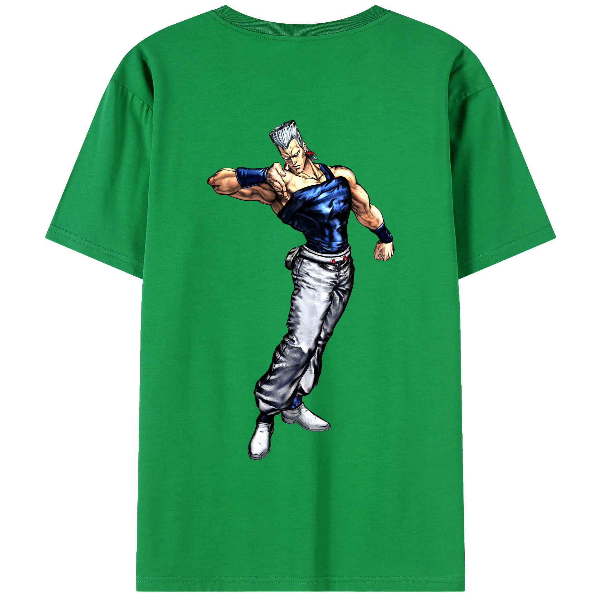 （画像用） ジョジョの奇妙な冒険 ジャン＝ピエール?ポルナレフ JoJo's Bizarre Adventure Jan Pierre Polnareff 綿100％ メンズ半袖Tシャツ（バックプリント） 通気性