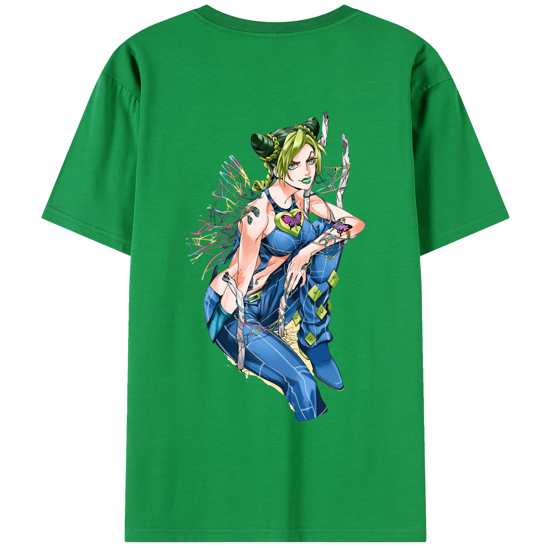 （画像用） "ジョジョの奇妙な冒険 くうじょう ジョリーン JoJo's Bizarre Adventure Jolyne Cujoh " 綿100％ メンズ半袖Tシャツ（バックプリント） 通気性