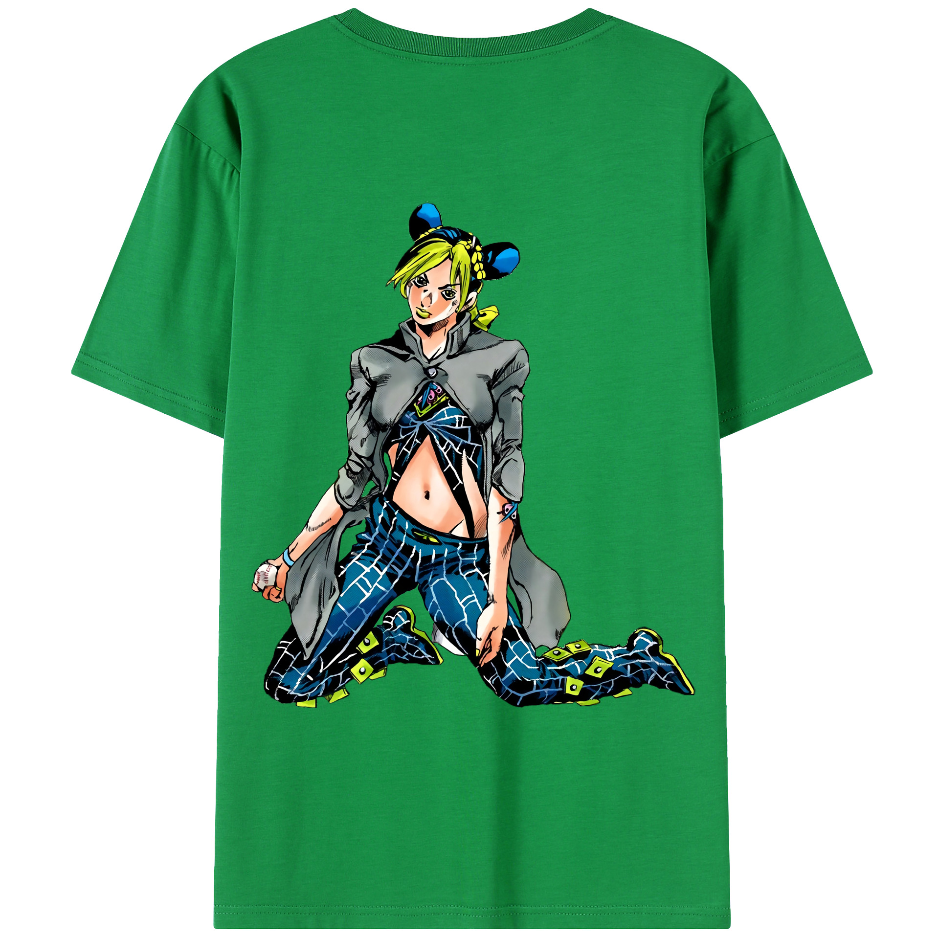 （画像用） "ジョジョの奇妙な冒険 くうじょう ジョリーン JoJo's Bizarre Adventure Jolyne Cujoh " 綿100％ メンズ半袖Tシャツ（バックプリント） 通気性